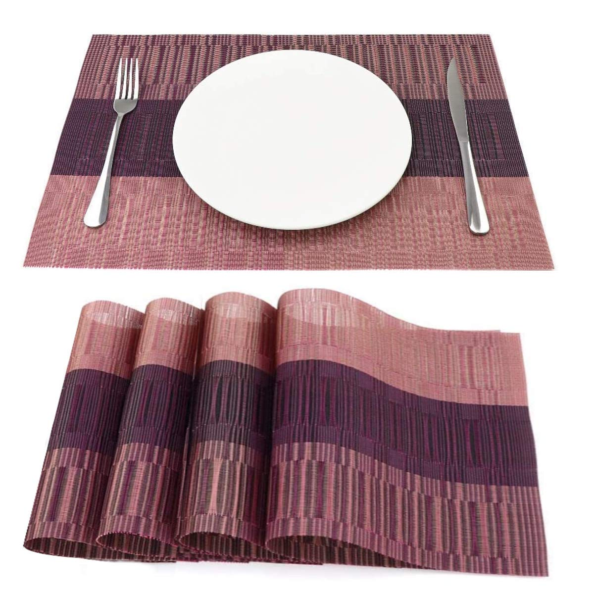 pepplo® Placemats Set of 4 Dining Table Mats Woven Vinyl PVC Placemats Non-Slip Heat-Resistant Washable Place Mats, Ombre Red (PLC01E4) (B09MQJ3FG6) Amazon Price History, Amazon Price Tracker