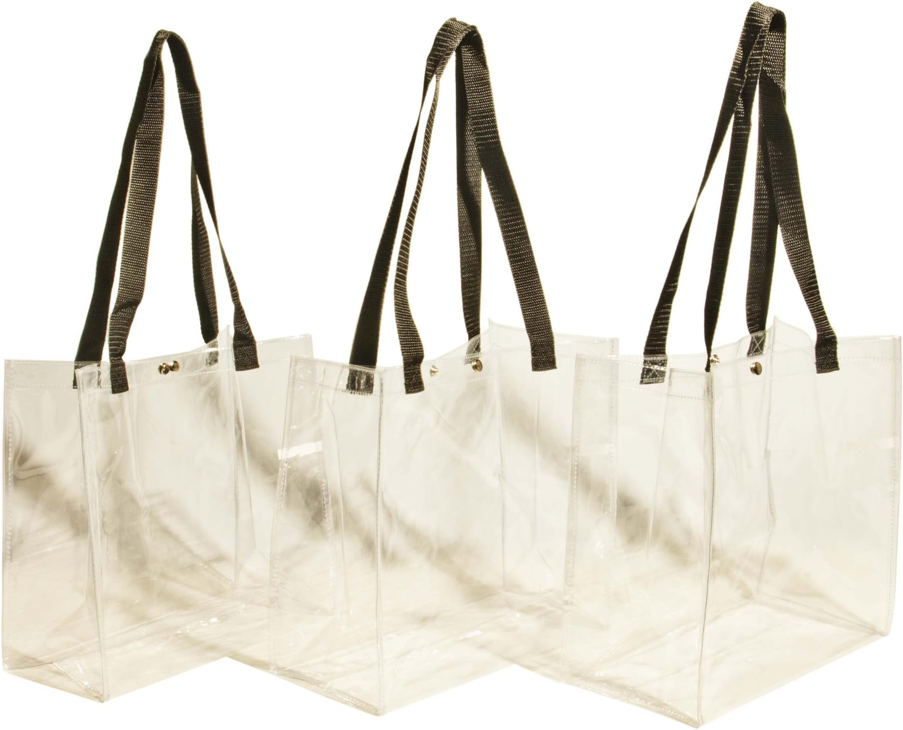3-Pack: Clear 12 x 12 x 6 NFL Stadium Tote Bag with Black Handles