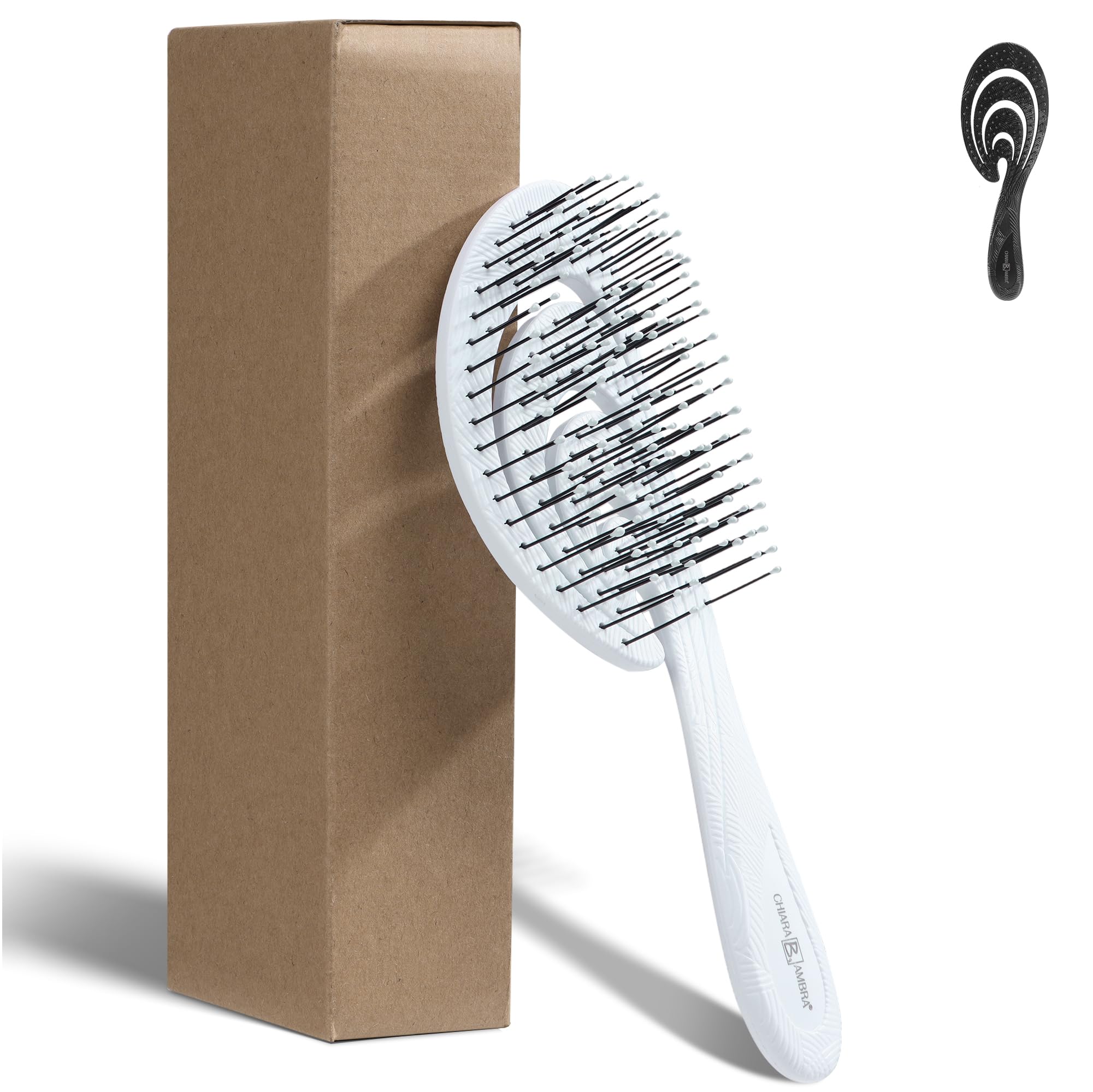 Chiara Ambra Haarbürste ohne Ziepen - Bürste für glatte Haare und Locken - Entwirrbürste für Damen Mädchen Kinder - Haar Bürste für Männer - Hair Brush - Weiß