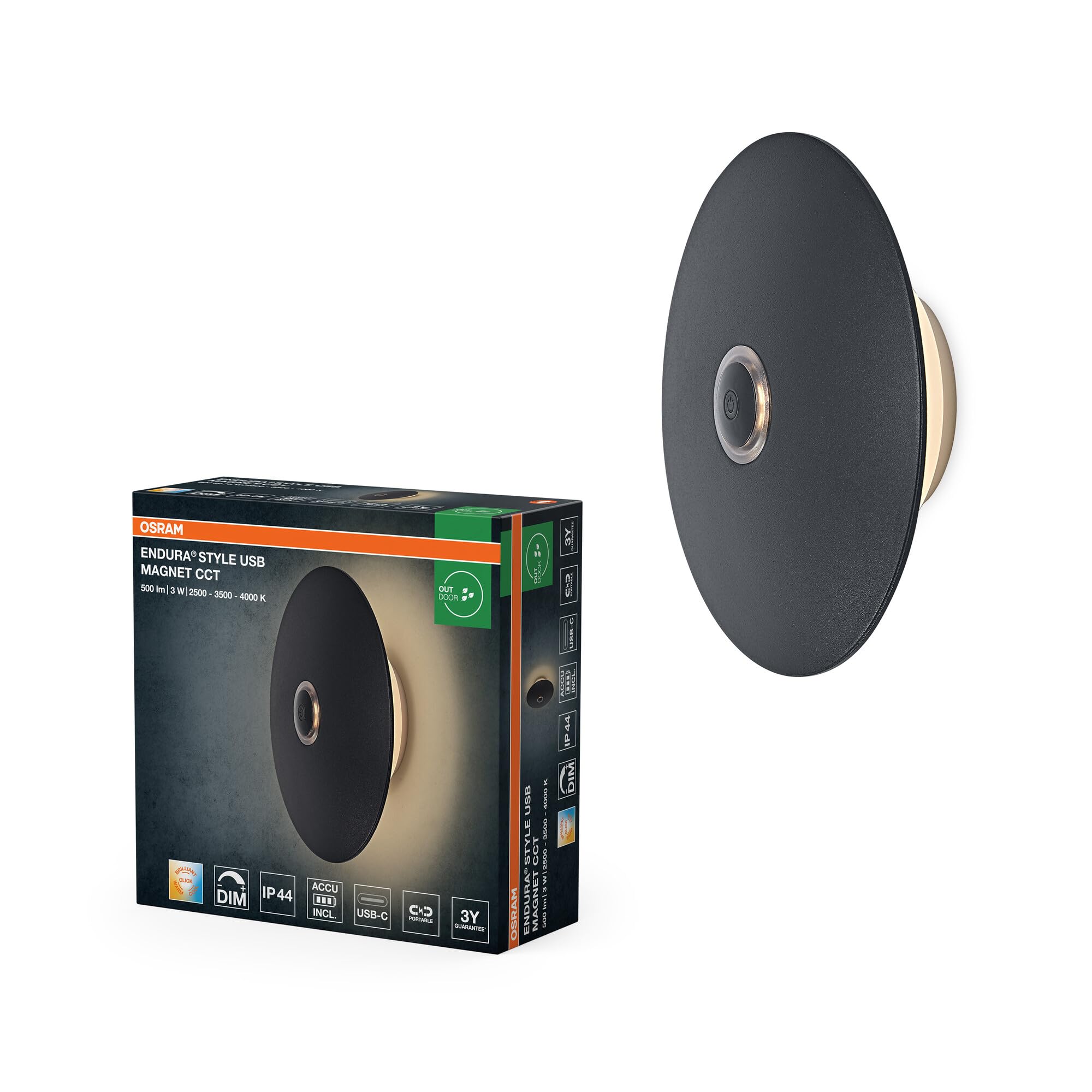 Osram Endura Style USB Magnet CCT DIM IP44 Dark Grey