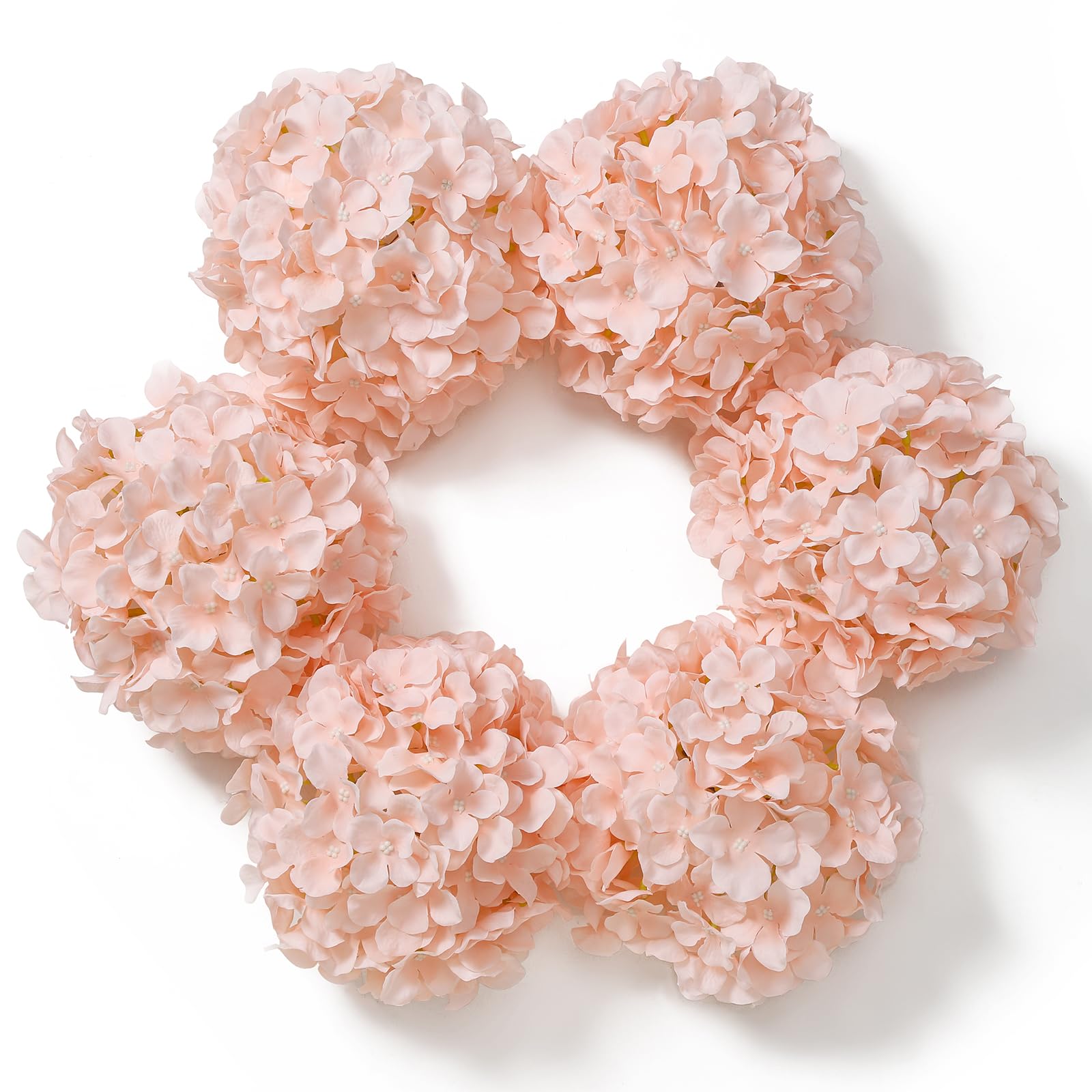 Duhouse Blush Artificial Bigger Silk Hydrangea Flower Heads With Stem Realistic Fake Hydrangea Flower Bouquets For Wedding Home Party Garden Centerpiece Pack Of 6(Blush)