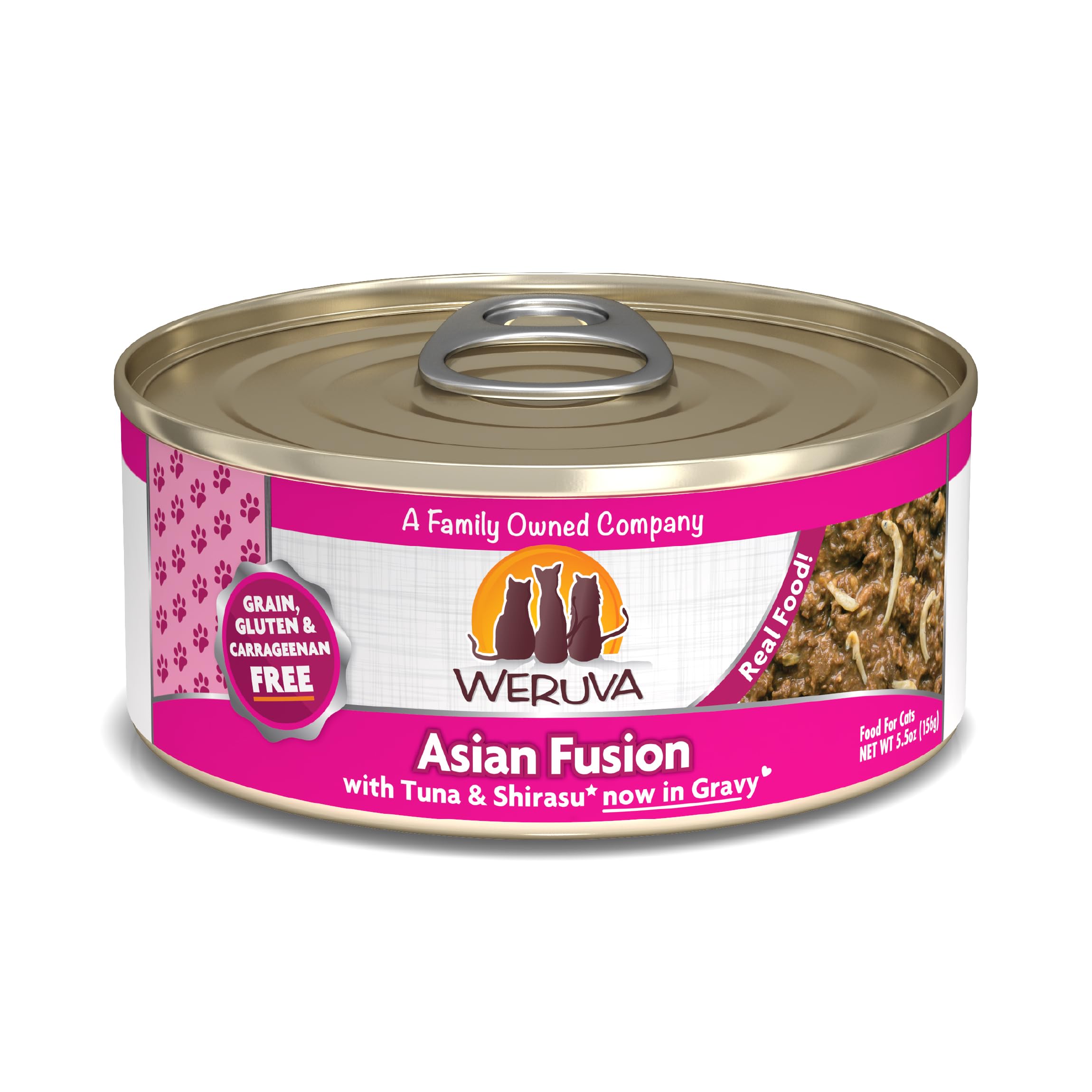 Weruva Classic Cat Food, Asian Fusion with Tuna and Shirasu in Gravy, 5.5oz Can, Pack of 24