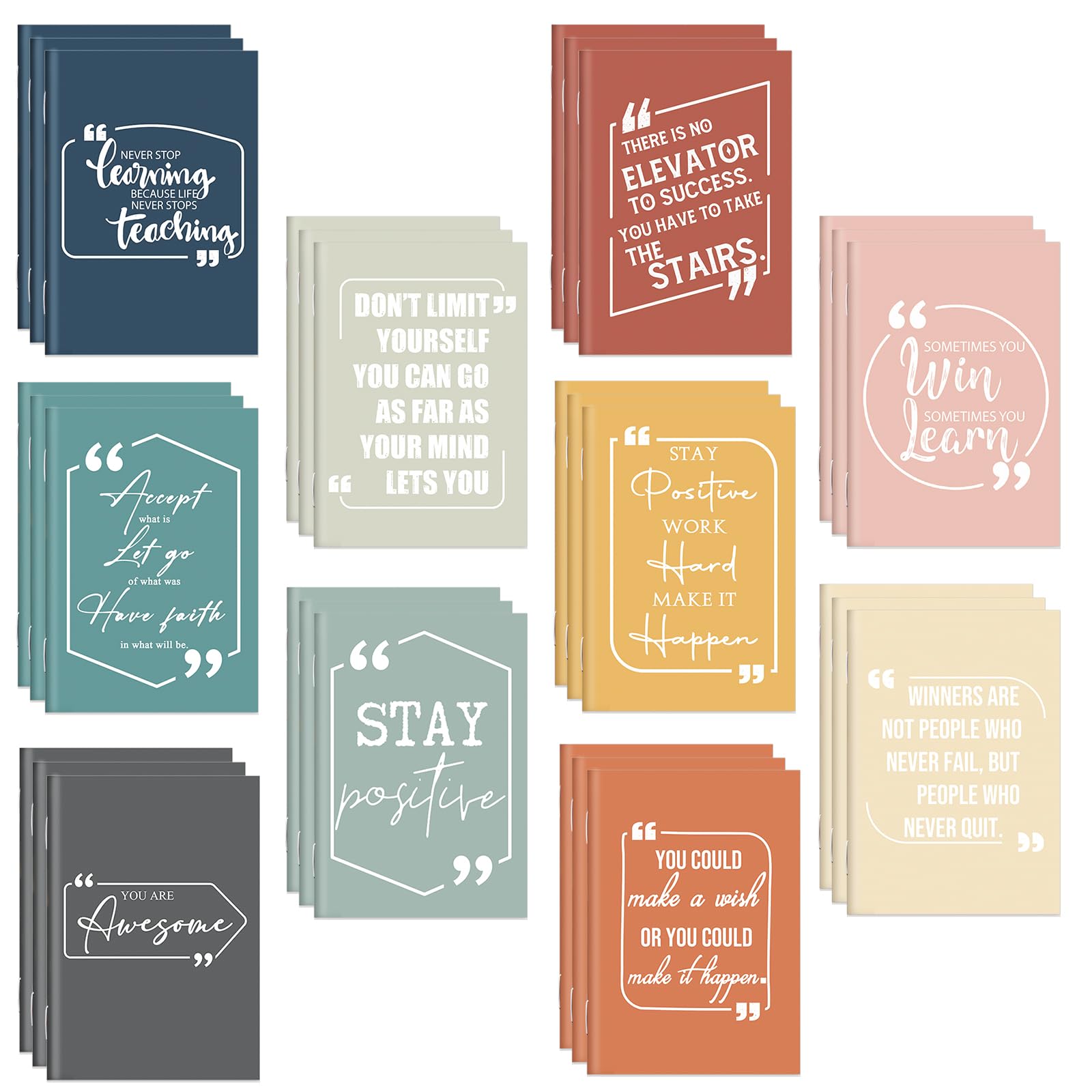 Fulmoon 30 Pcs Inspirational Notepads Pocket Motivational Notebook Mini Notebooks Small Lined Inspiring Journals for Class Students Nurses Employees