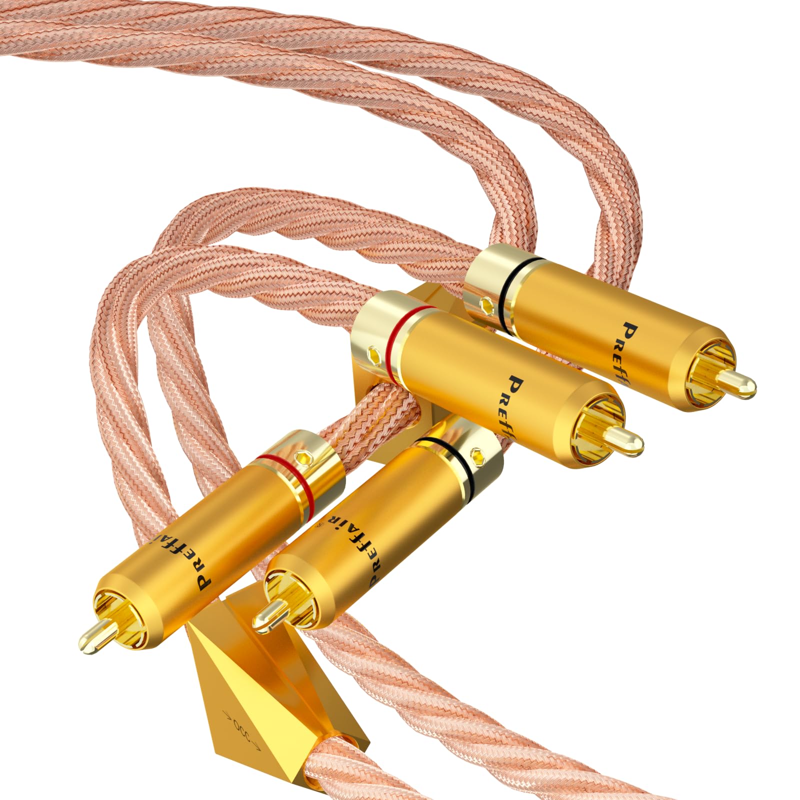Preffair X461 1 paio di cavi OCC 15AWG 4 x 1,5 mm2 RCA audio con connettori RCA placcati oro per altoparlanti, subwoofer, giradischi, AMP, DAC (1 m, X461R1786G)