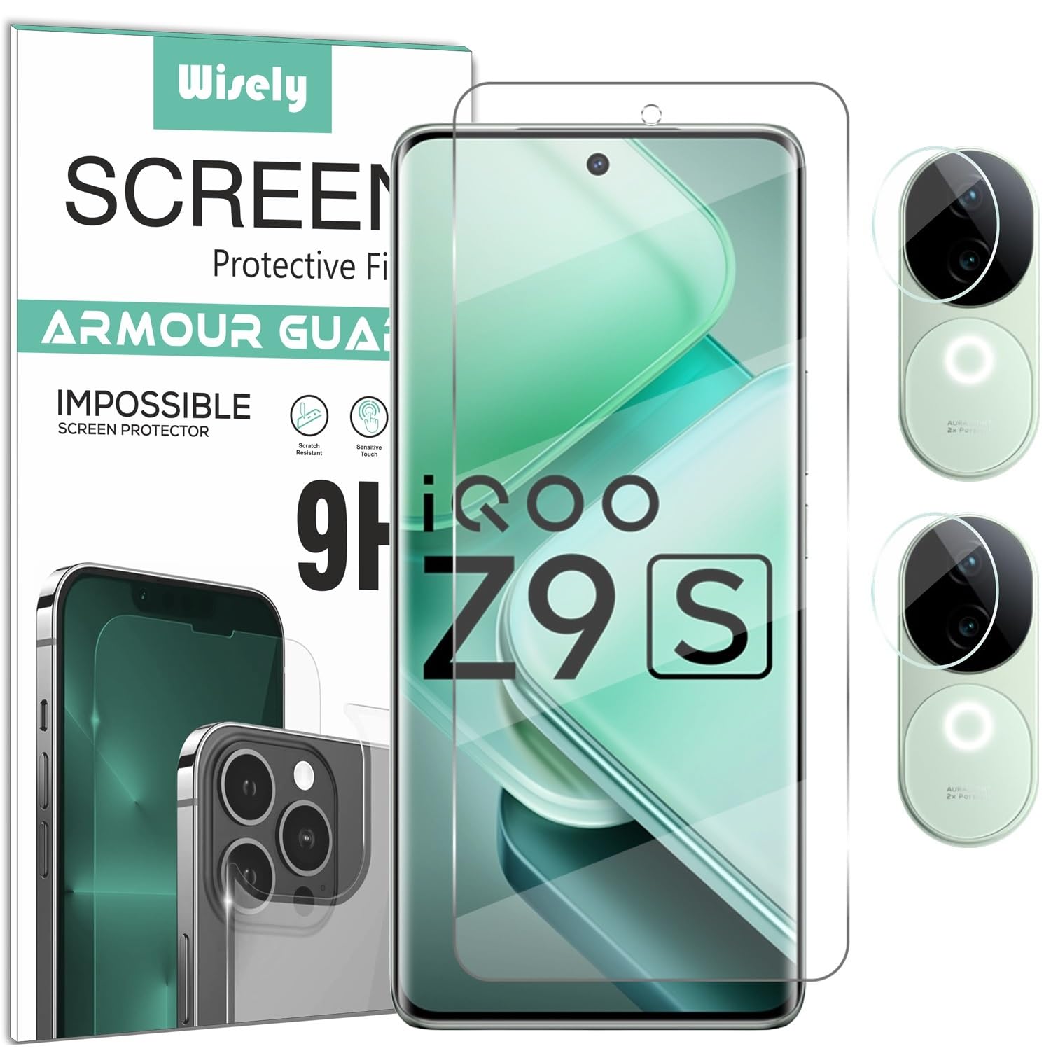 Wisely iQOO Z9s 5G Screen Guard Combo - Pack 2pc Camera Glass Guard and (Camera Cut) Front Flexible Nano Glass Screen Protector for iQOO Z9s 5G - HD Clear (B0DG8N7QX6) Amazon Price History, Amazon Price Tracker