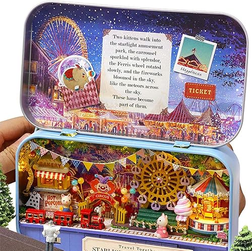 Miniatura 7 de 3 piezas DIY caja de casa de teatro, casa de muñecas en miniatura, caja de lata de escena de juguete, kit de muebles en miniatura, casa de juguetes