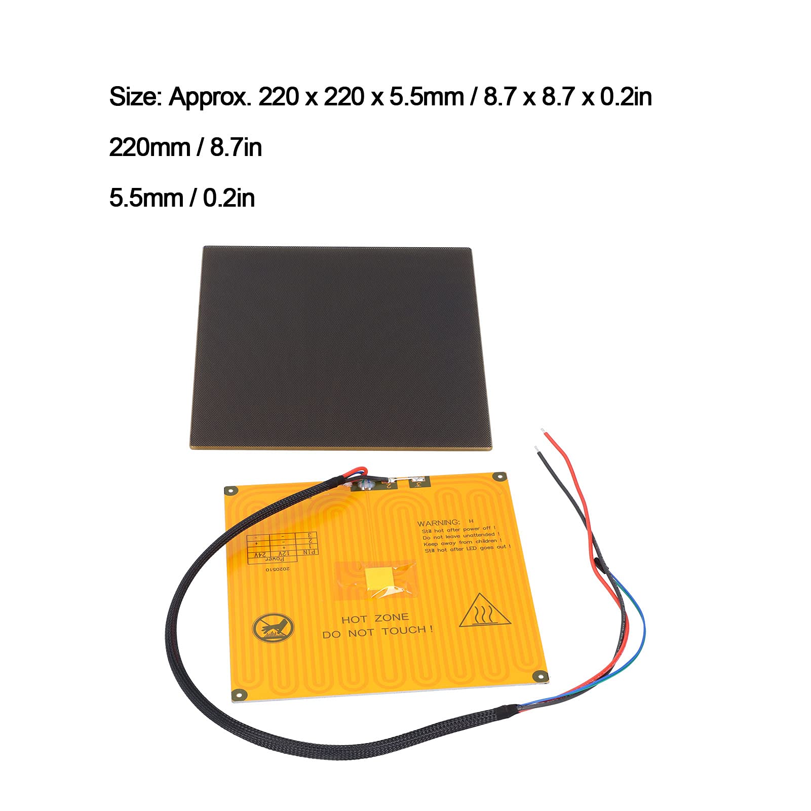 1 Pièce Lit Chauffant Pour Imprimante 3D à Base En Aluminium, Plaque De Verre Avec Substrat En Aluminium, Lit Chauffant Pour Imprimante 3D 200 X 200, Pour Imprimante 3D