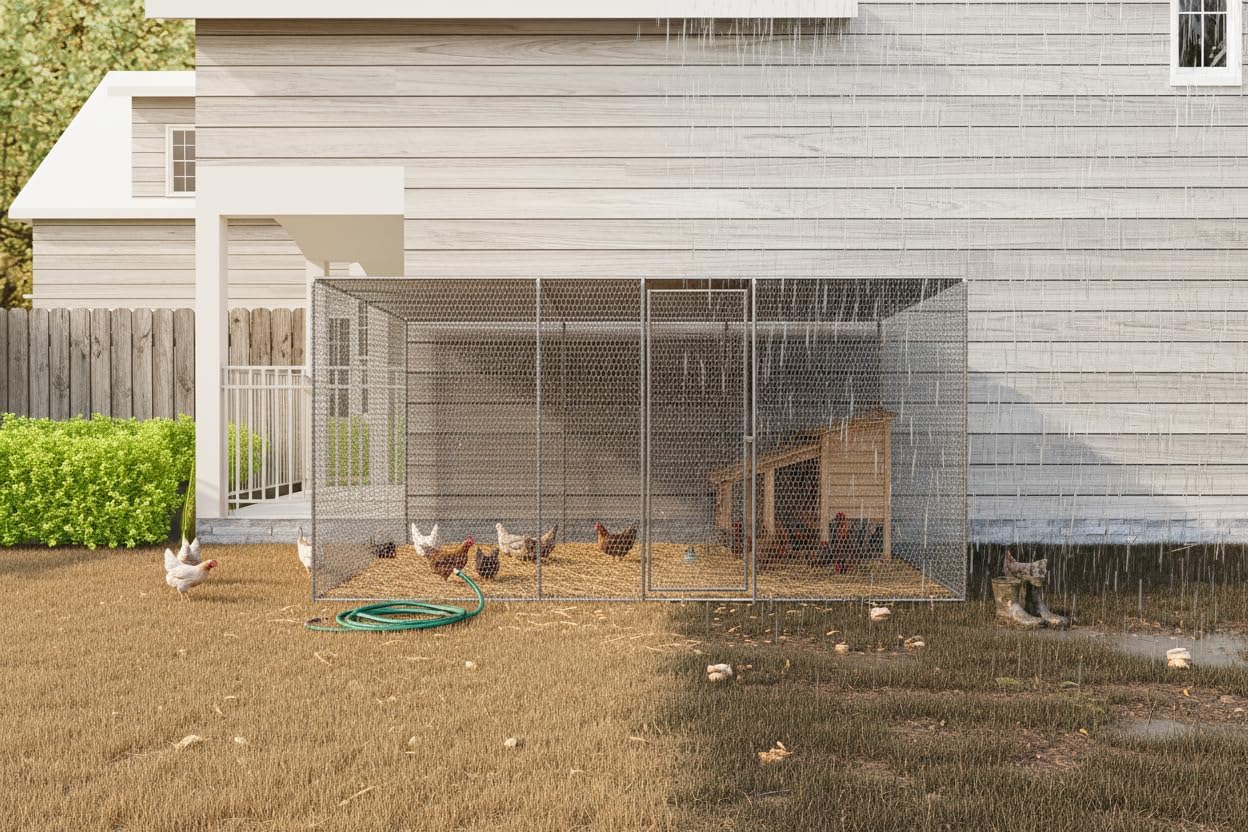 YOPTO 122" Large Wood Chicken Coop,Hen House Pet Rabbit Hutch with Nesting Box and Sliding Door,Ramp to Running Area,for Outdoor Yard Farm,Gray