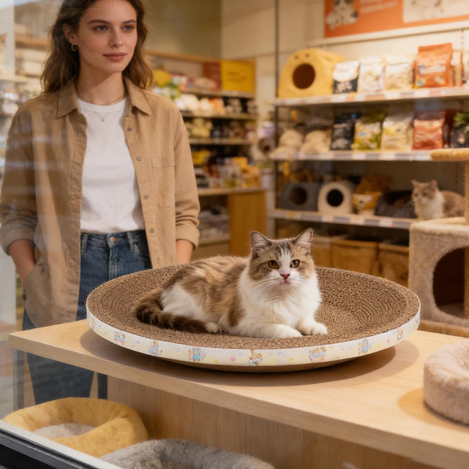 Kratzbrett Für Katzen Rundes Zubehör für Haustiere zur Krallenpflege und