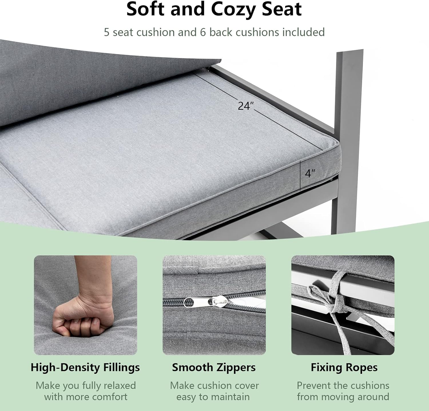 Giantex 4 Piece Patio Furniture Set, Aluminum Sectional Patio Sofa Set, 4 Inch Thick Seat & Back Cushions, Convenient Coffee Table, Outdoor Metal Conversation Set for Backyard Garden Poolside