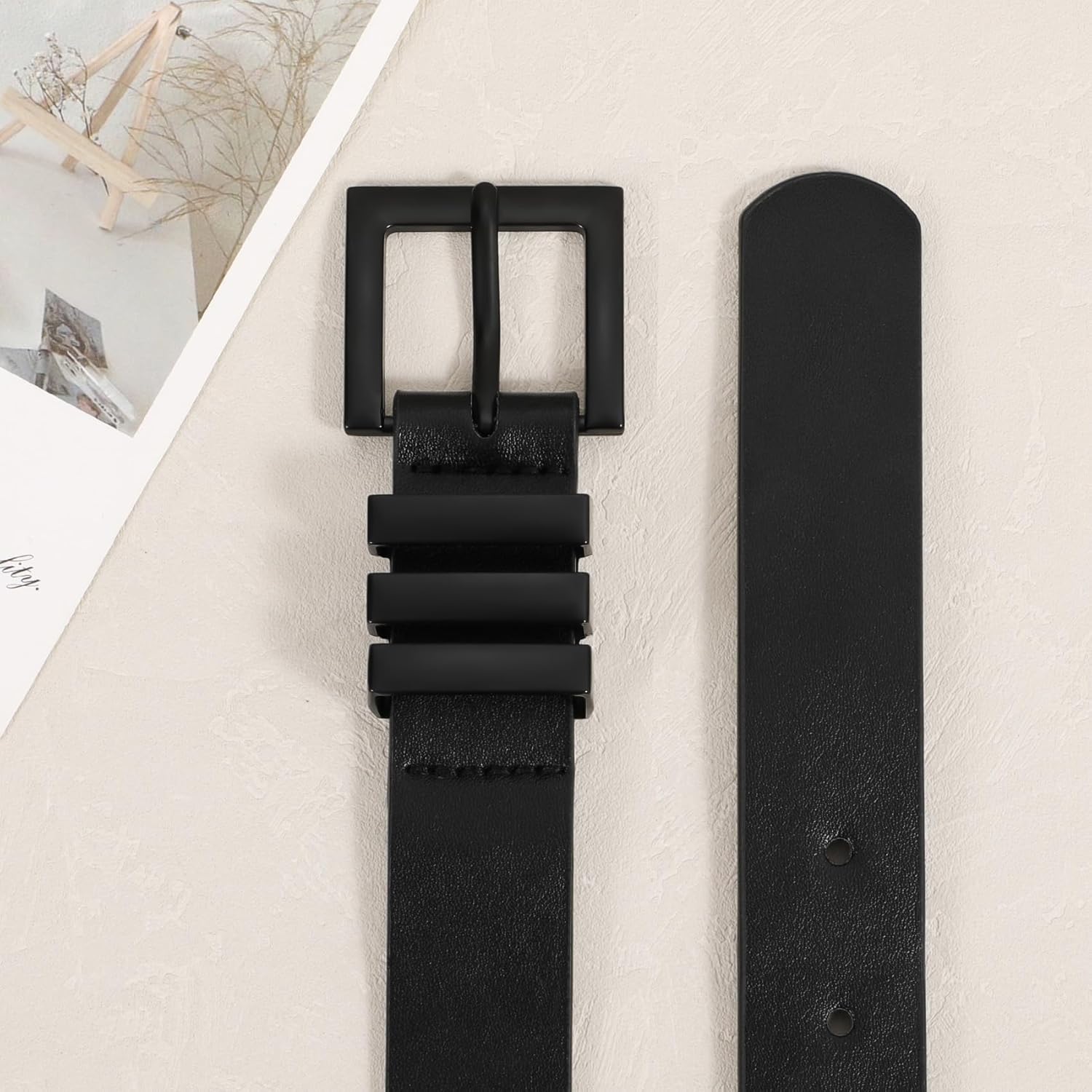 XZQTIVE Plus Size Women's Leather Belts for Jeans Pants Dress Fashion Ladies Waist Belt with Square Gold Buckle - Image 2