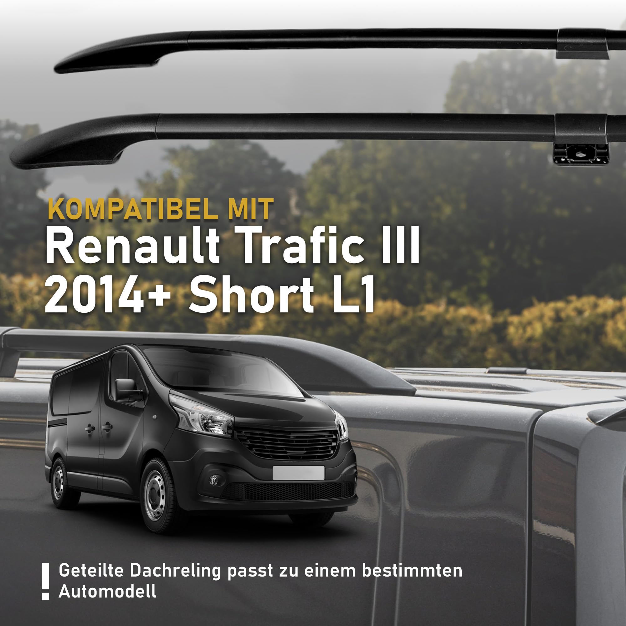 CHROMEMASTER Dachreling Dachträger Kompatibel mit Renault Trafic 3 Short L1 2014+ | Zur Befestigung der Dachgepäckträger, Dachboxen oder Dachfahrradträger | Robuste Konstruktion aus Alu