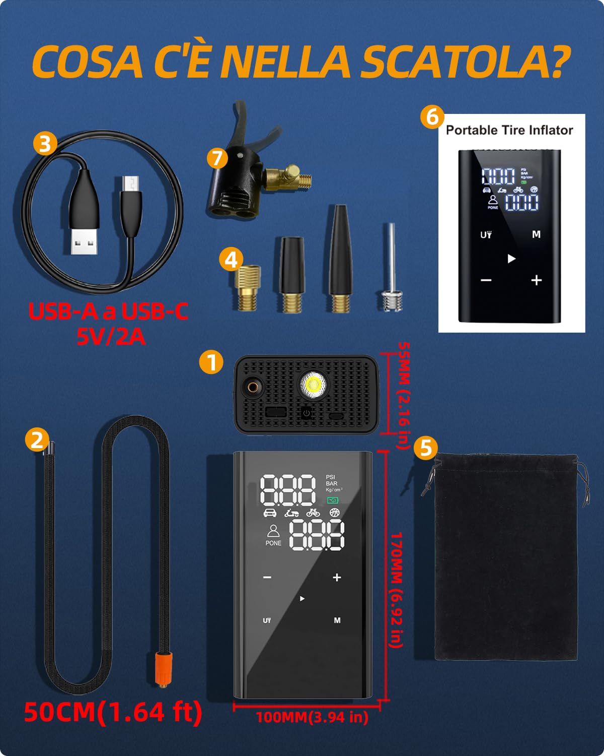 12000mAh Compressore Aria Portatile, Velocità 4X, 150PSI Gonfiatore Elettrico Portatile a Batteria, Mini Compressore Portatile Gomme Auto, Pompa Elettrica per Bicicletta, Moto, Bici,Palloni,SUV