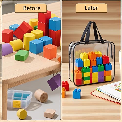 Miniatura 5 de Paquete de 8 bolsas de almacenamiento transparentes con cremallera, almacenamiento de juguetes con cremallera con etiquetas, bolsas impermeables