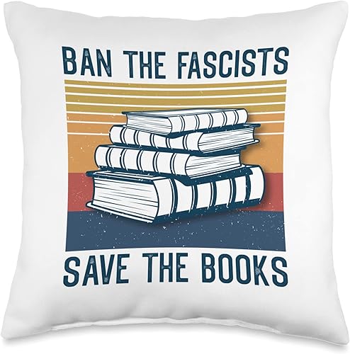 Vintage Retro by 4Do Limited Ban Fascists Save Worm Nerd Funny Book Lover Throw Pillow, 16x16, Multicolor