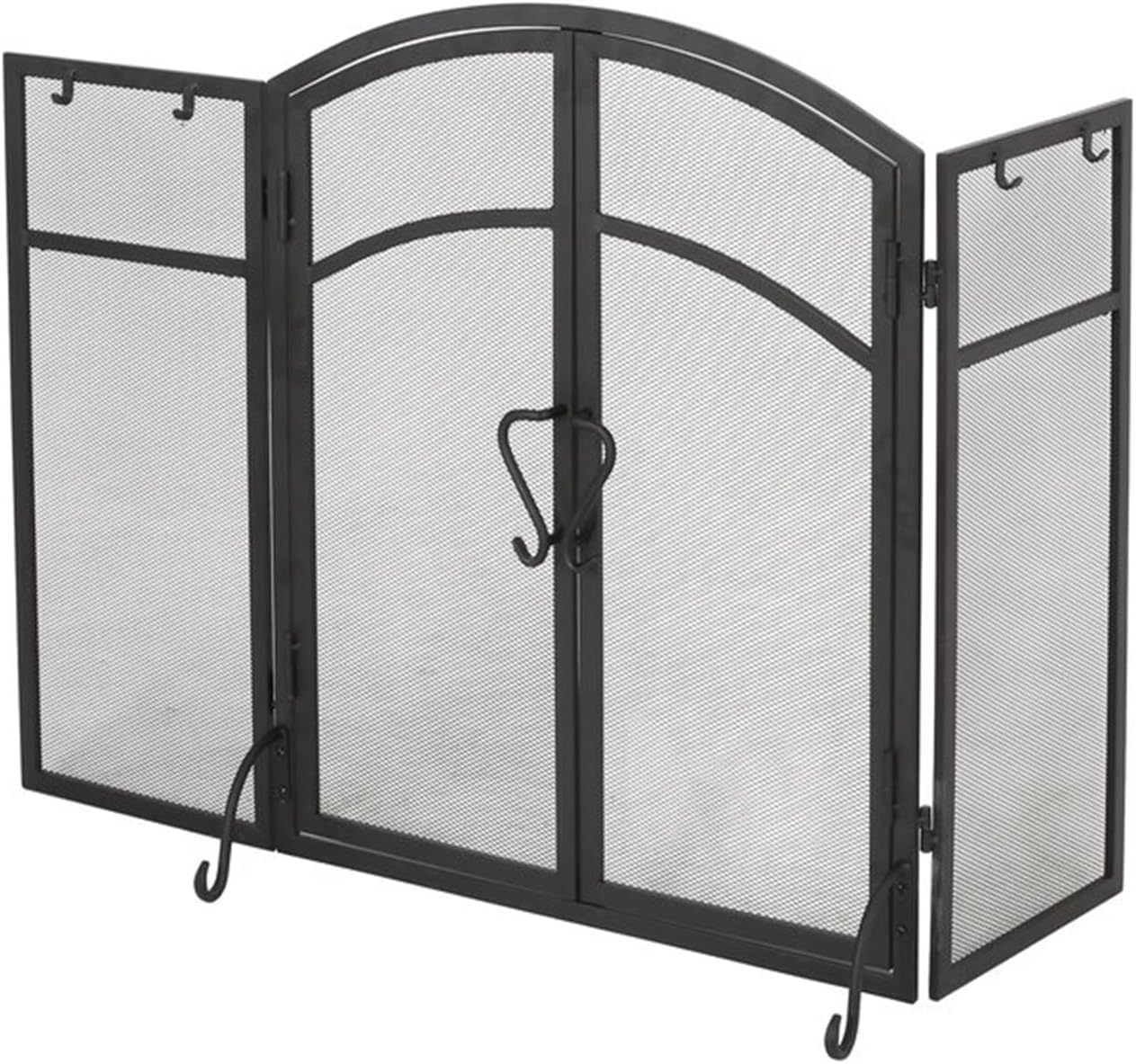 ROYUMI Black Fireplace Screen with 2 Doors, PowderCoated