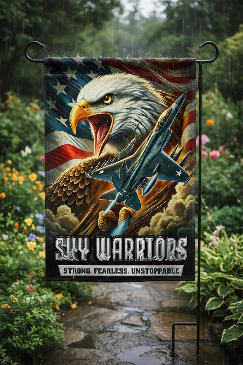 Air Force Garden Flag – 12x18 in Double Sided Military Veteran Tribute Flag with Eagle Jet USA Design – Indoor Outdoor Patriotic Decor for Home, Porch & Yard - Image 5