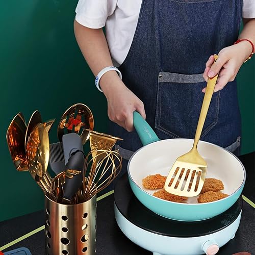 Miniatura 6 de Berglander - Espátulas de oro, espátulas de metal para cocinar, espátulas de cocina, espátulas de barbacoa, aptas para lavavajillas, fáciles de