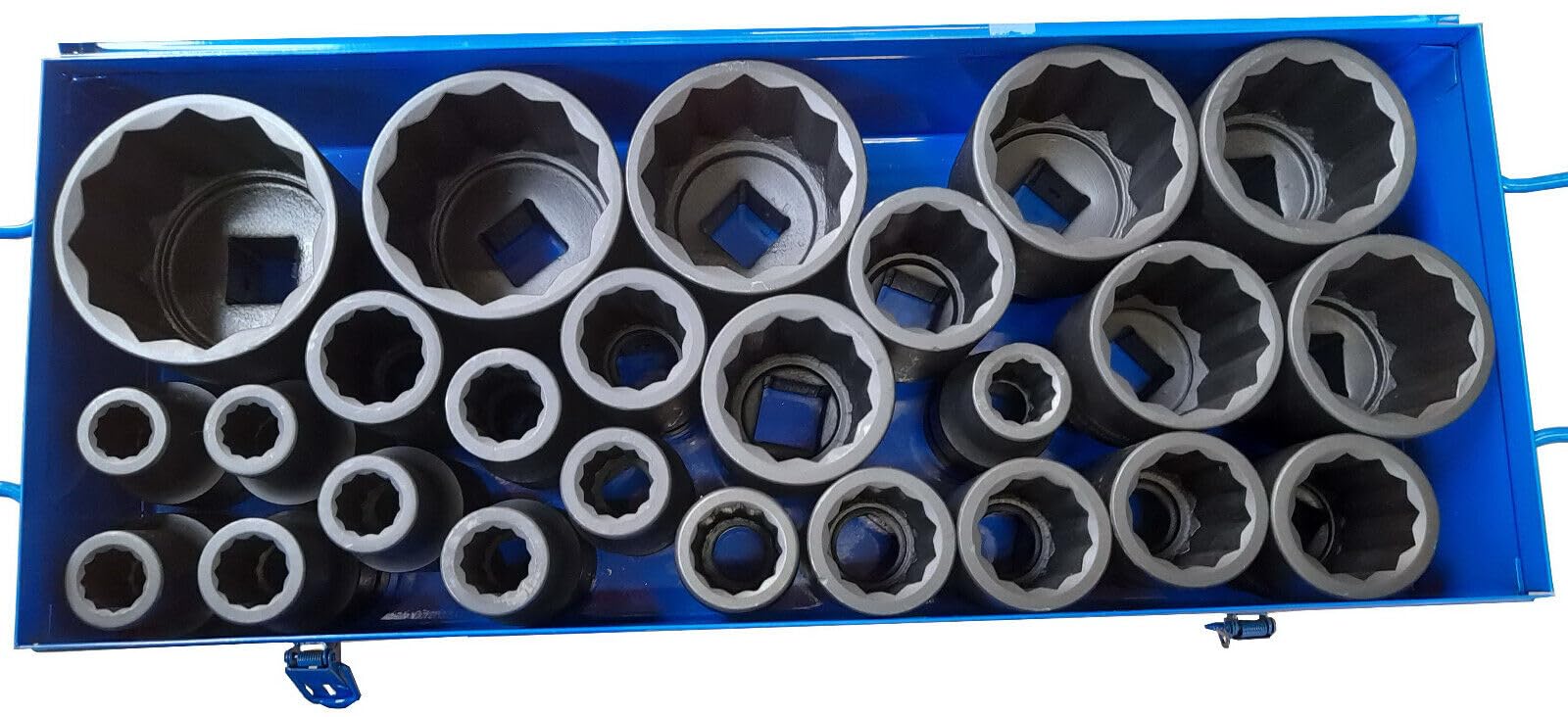 25 Tlg. Steckschlüssel Set 1“ Zoll Druckluft Schlagschrauber Nüsse Satz 12 Kant EXTRA große 17 bis 75 mm Impact Socket Set LKW Bus Traktor Landmaschinen Schiff Steckschlüsseleinsätze