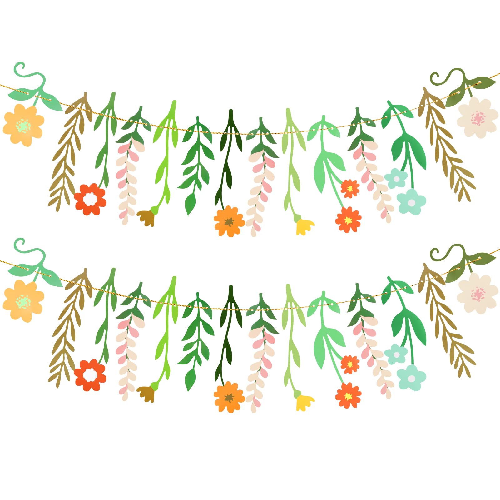 Chicpant 2 PCS Paper Flower Party Banner Garland Spring Flower Garland Wildflower Party Decorations Double-Sided Colorful Wildflower for Birthday Bridal Baby Shower Garden Wedding