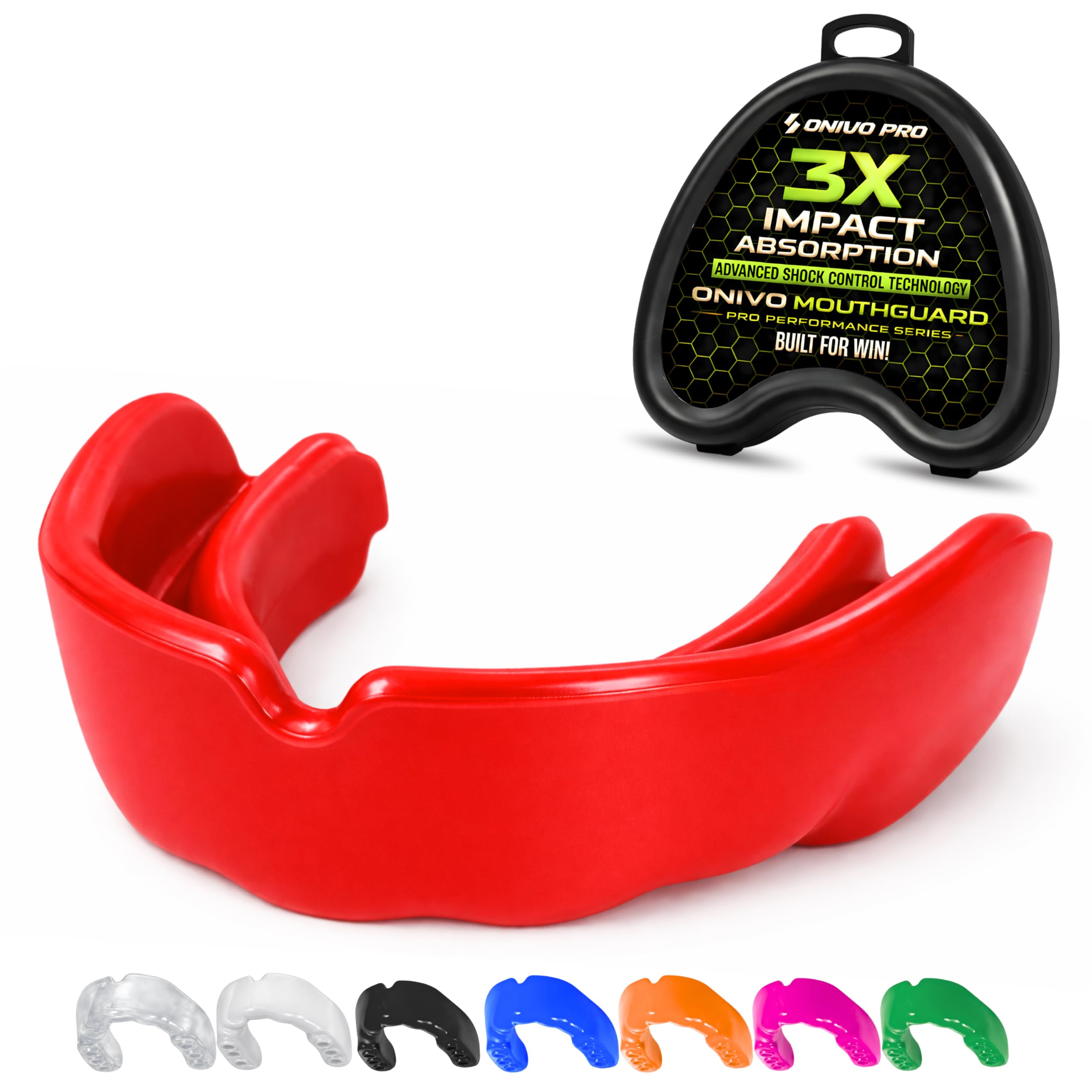 Mouthguard for Kids & Junior Under 11 Years, Gum Shield Kids with Case, Boil and Bite Mouth Guard for Boxing, Rugby, MMA, Muay Thai, Karate, Hockey & Contact Sports (Red, Junior Below 11 Years)