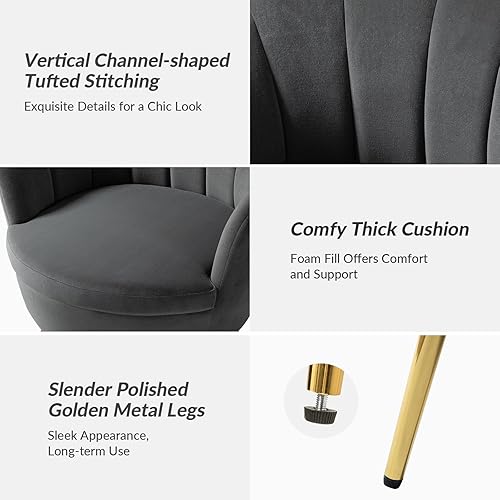 Miniatura 43 de HULALA HOME Moderno sofá biplaza de terciopelo con respaldo en forma de flor, cómodo sofá tapizado de 2 plazas con patas de metal dorado, sofá