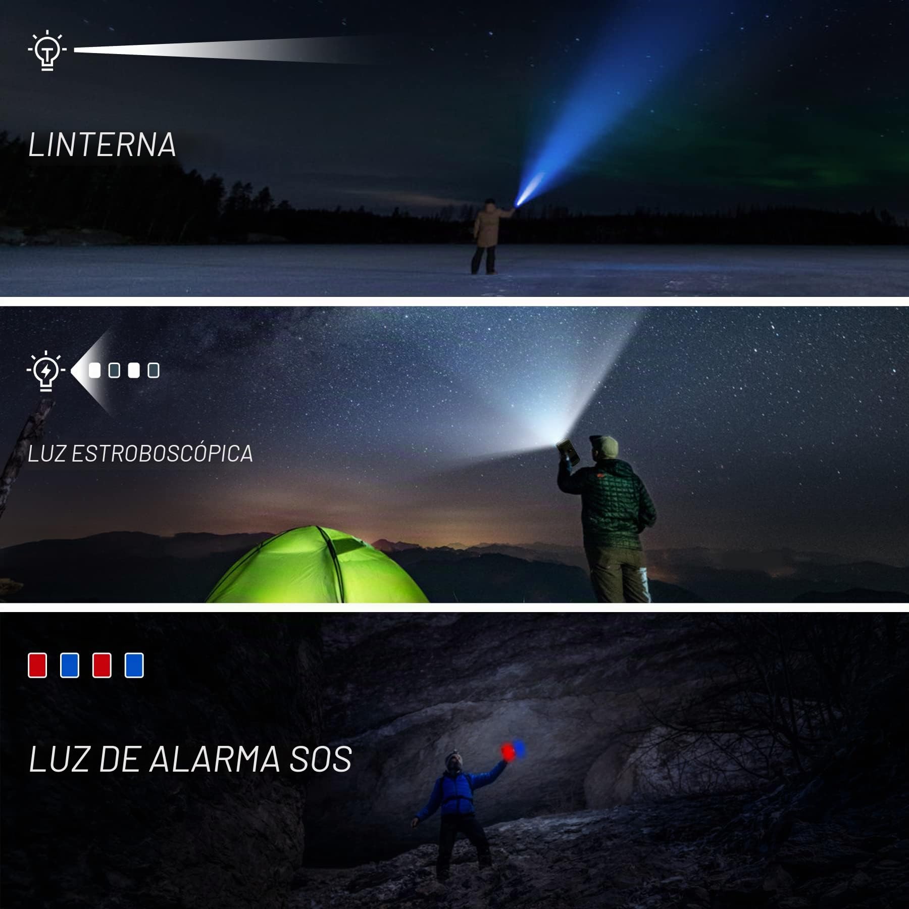 libovgogo Radio de emergencia con manivela, lámpara de camping Radio AM FM, péndulo LED, linterna con pilas, lámpara de camping, linterna solar al aire libre con altavoz bluetooth