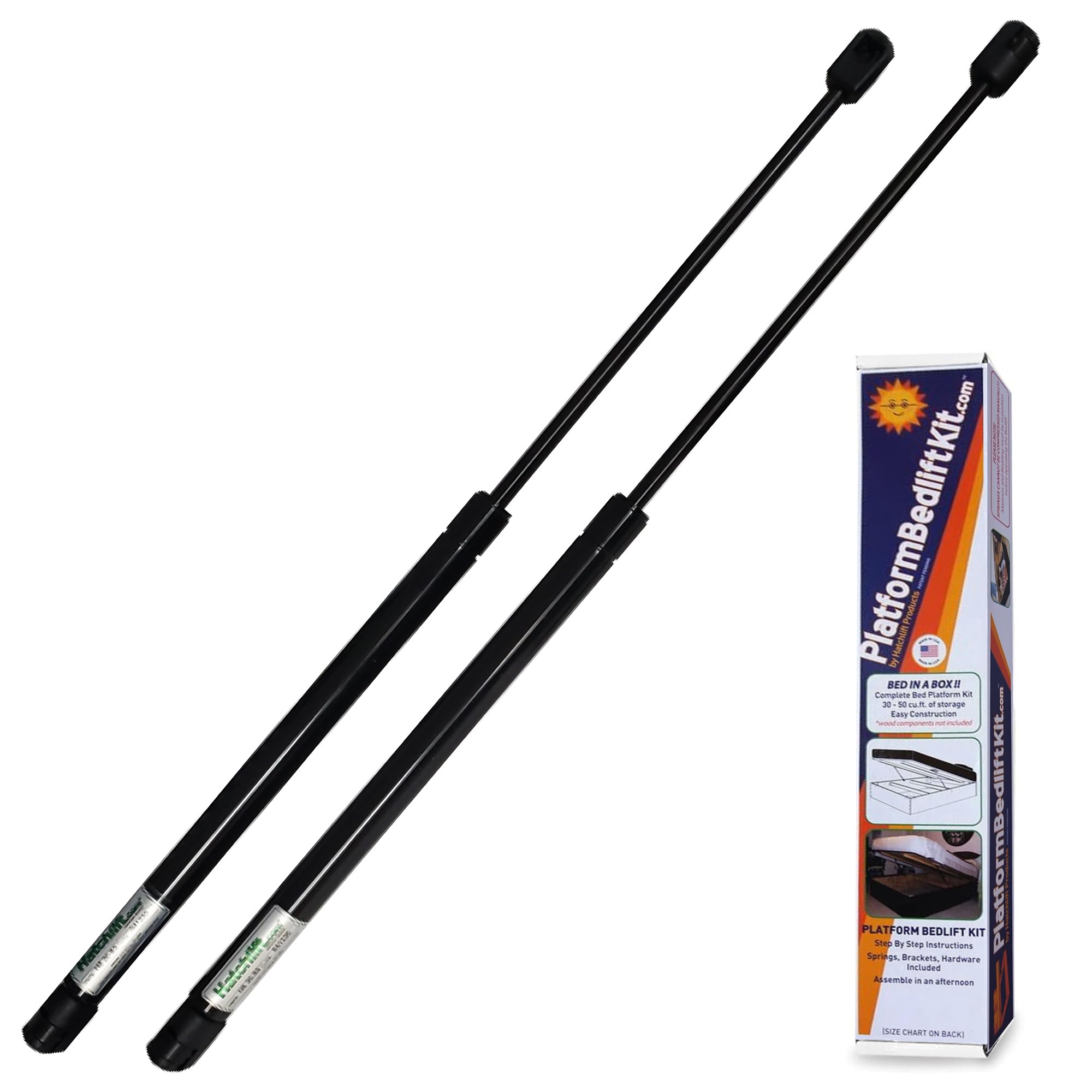 Hatchlift DIY Underbed Storage Kit for Heavy Mattresses – Platform Bedlift System with Hydraulic Lifts, Gas Springs, Brackets, Hardware & Instructions