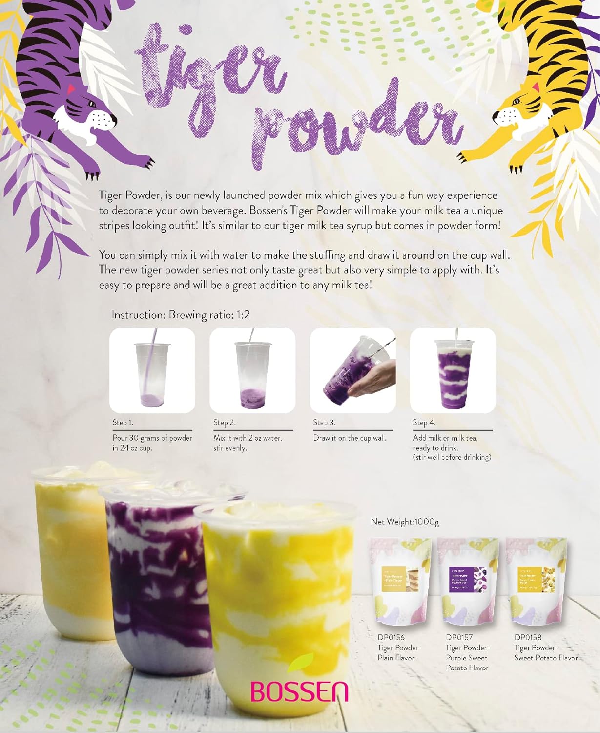 Bossen Tiger Powder - Purple Sweet Potato Flavor