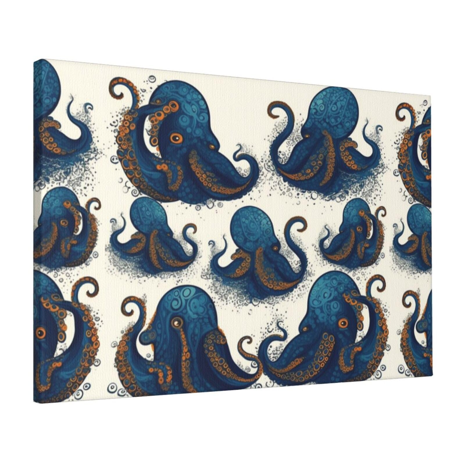FodPand Canvas Wall Art for Living Room Wall Decor 16"x24" Modern Artwork Painting Pictures Hanging Canvas Prints Tentacles octopus Aesthetic Wall Art for Bedroom Bathroom Office Wallart Decor