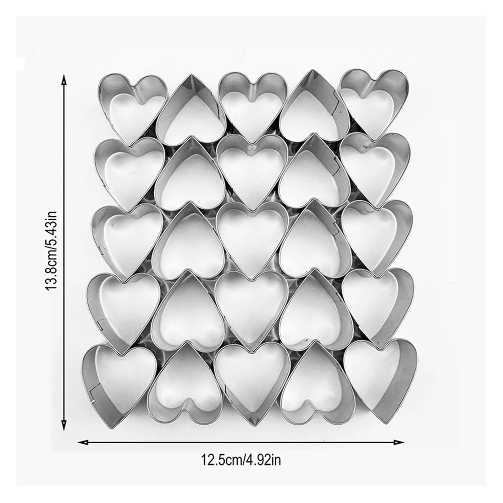 Emporte-pièces en forme de cœur, 25 cavités, petit emporte-pièce en forme de cœur, for la saint-valentin, moules à biscuits de mariage for la cuisson de mini biscuits en acier inoxydable