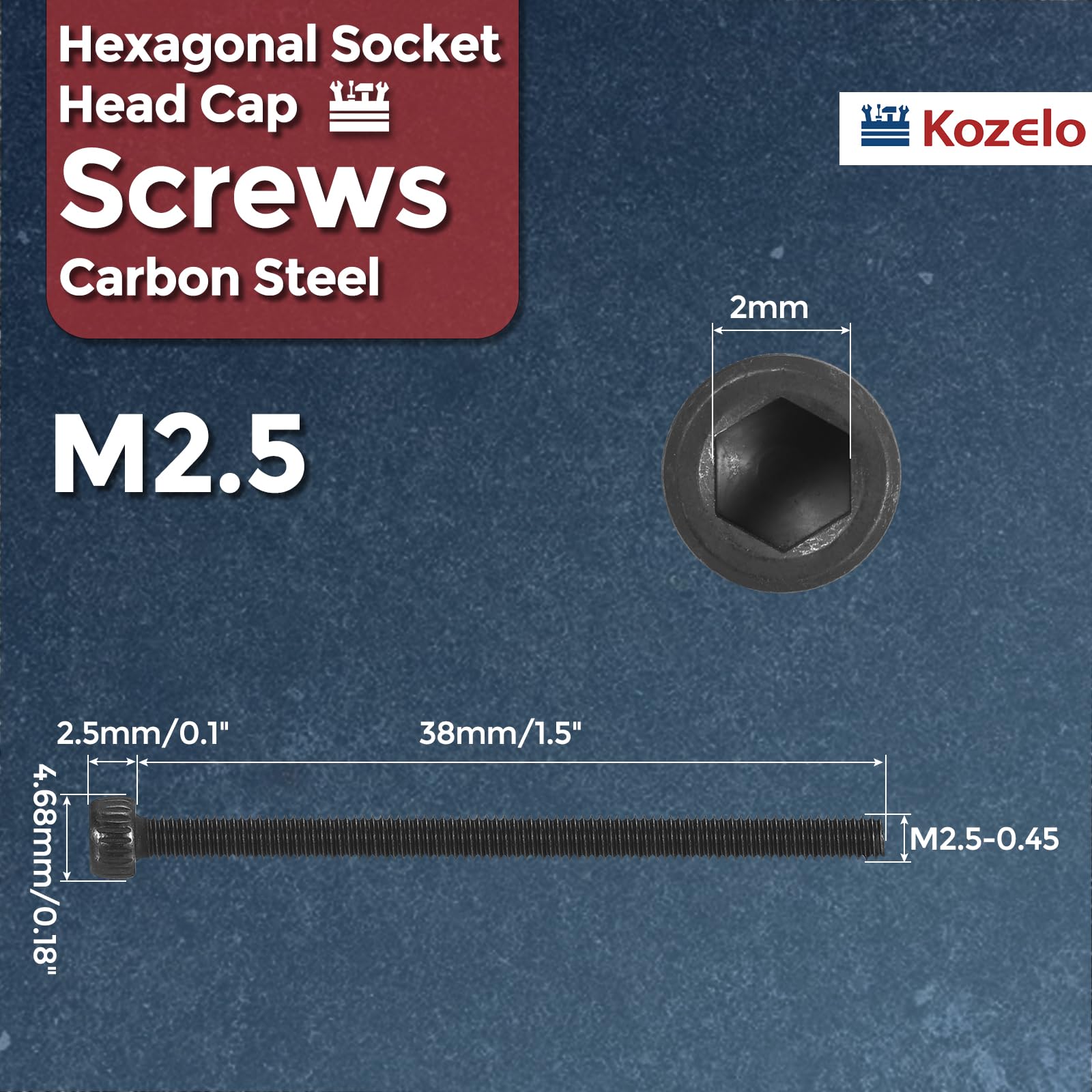 Kozelo 50pcs Socket Head Cap Screws - Image 2