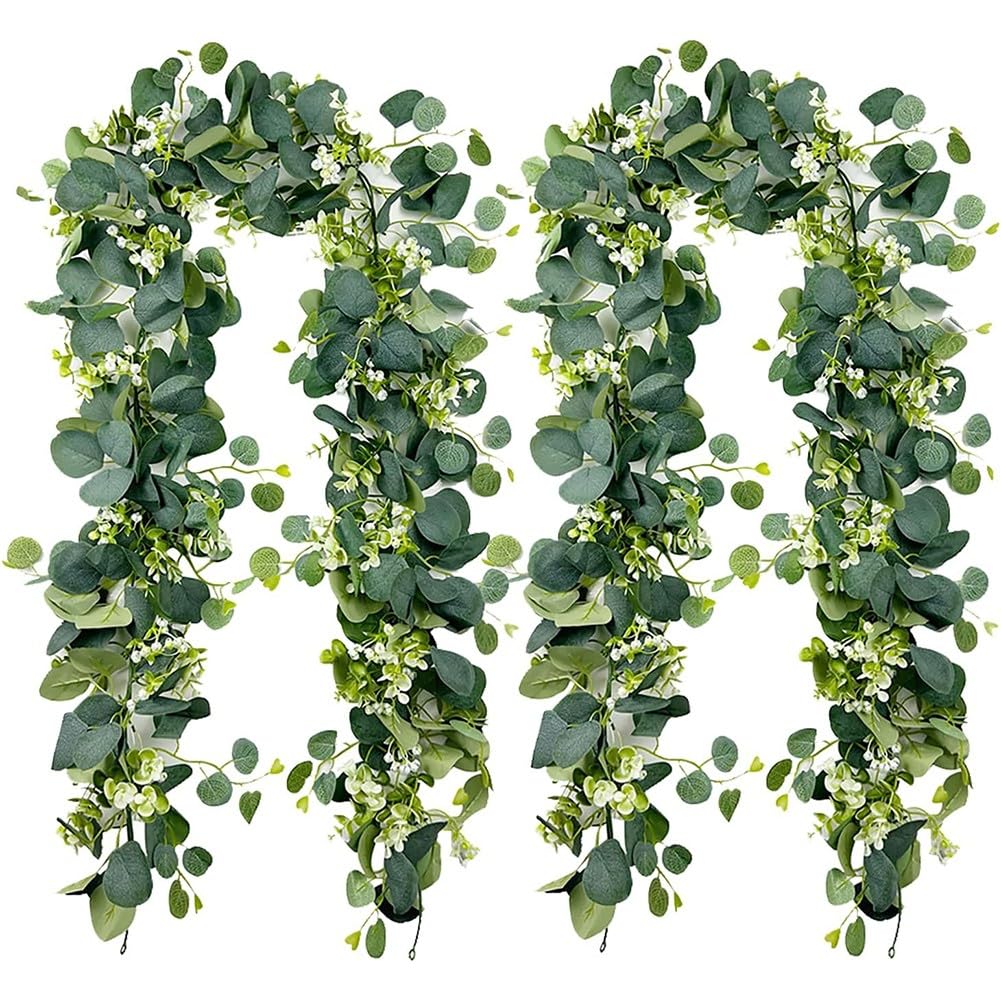 Ghirlanda di eucalipto artificiale, 180 cm, pianta rampicante finta per decorazione di matrimoni, foglie flessibili in polietilene per feste, centrotavola e arco