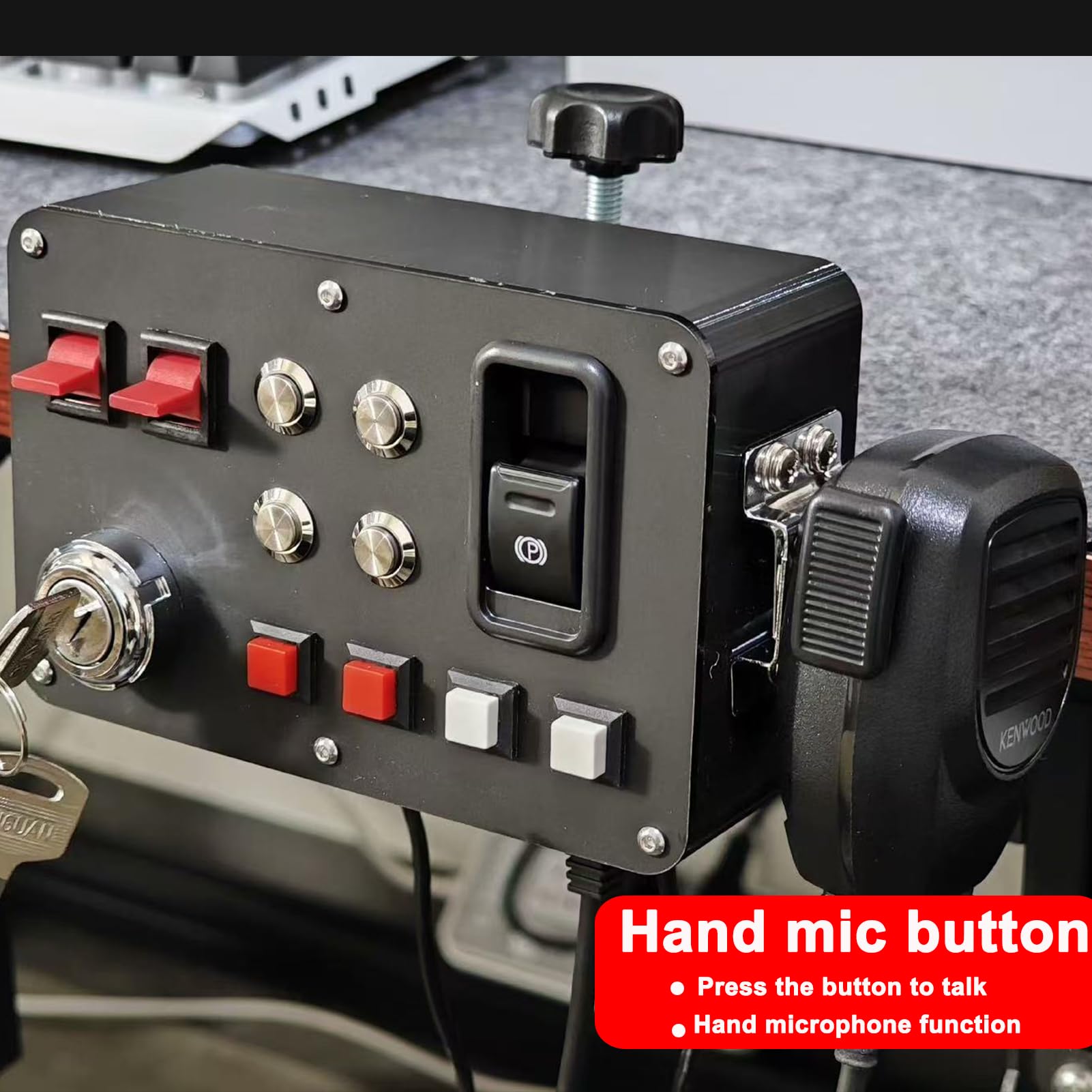 Benshuuk Simulator American Truck Button Box für G27/G29/G920/G923 mit Mikrofon PTT PC 16 anpassbare Taste Zentrale Steuerbox ATS ETS2 für MOZA R3 R5 R9 R12 Basis Black