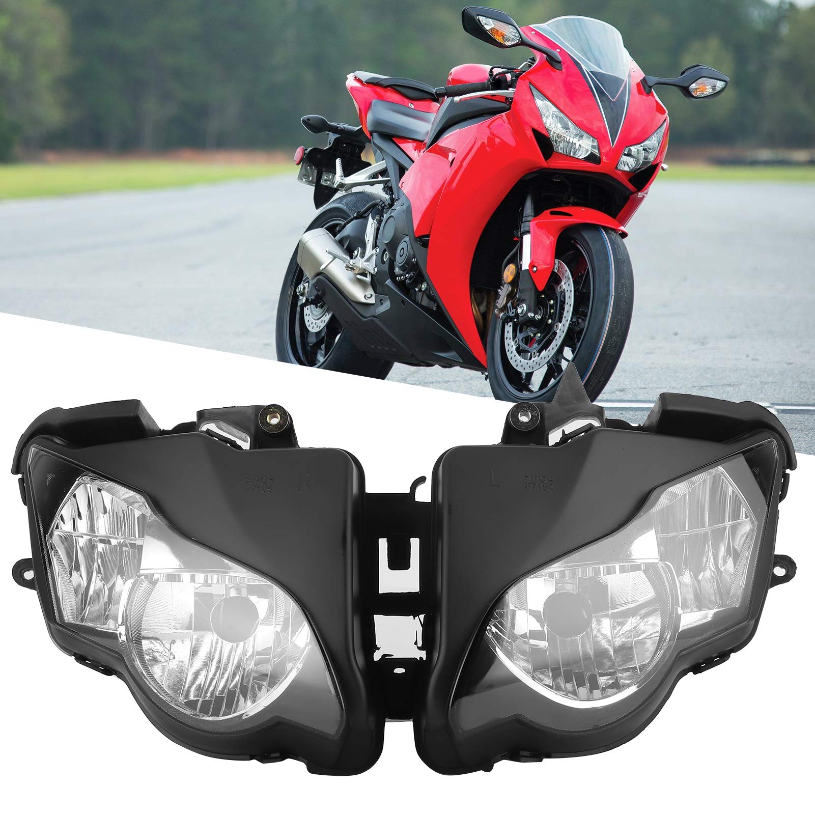 Alloggiamento Faro Moto Standard Originale con Lente Trasparente, Sostituto Ideale Fai da Te per CBR 1000RR 2008‑2011, Design Elegante per i Guidatori Notturni, Alloggiamento in ABS Nero