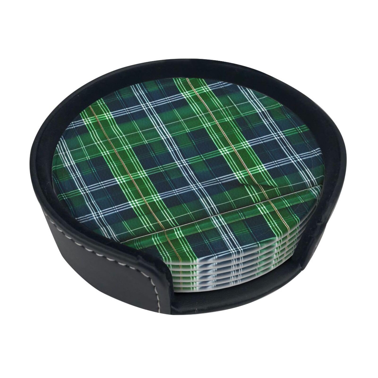 Blue Scottish Tartan Print Coasters for Drinks with Coasters Set of 6 Table Decor Protect Furniture