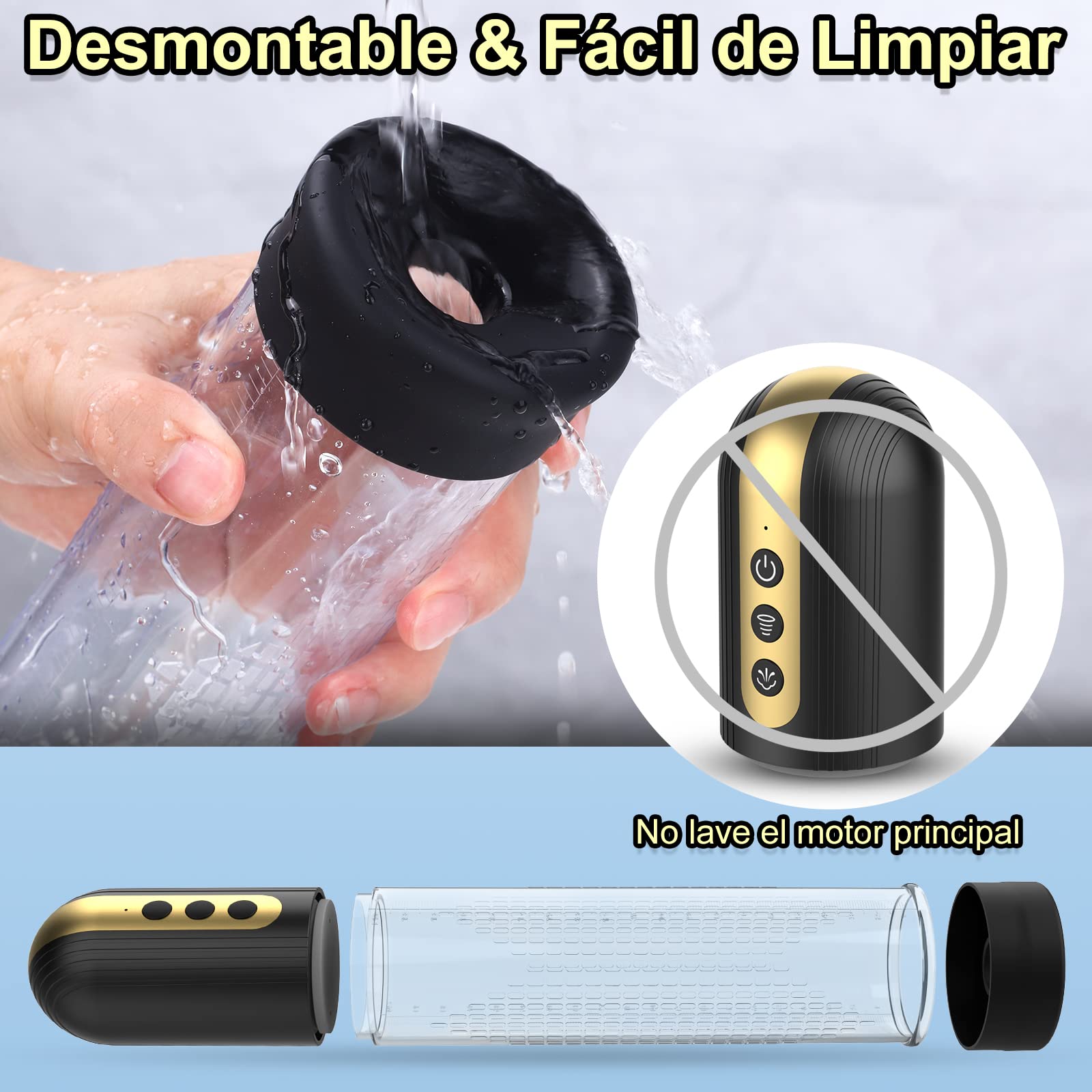 Succionador Masculino Masturbador Electrico - Bomba de Vacio con 4 Modos de Succión, Alargador para Pene Sexuales Juguetes Hombre