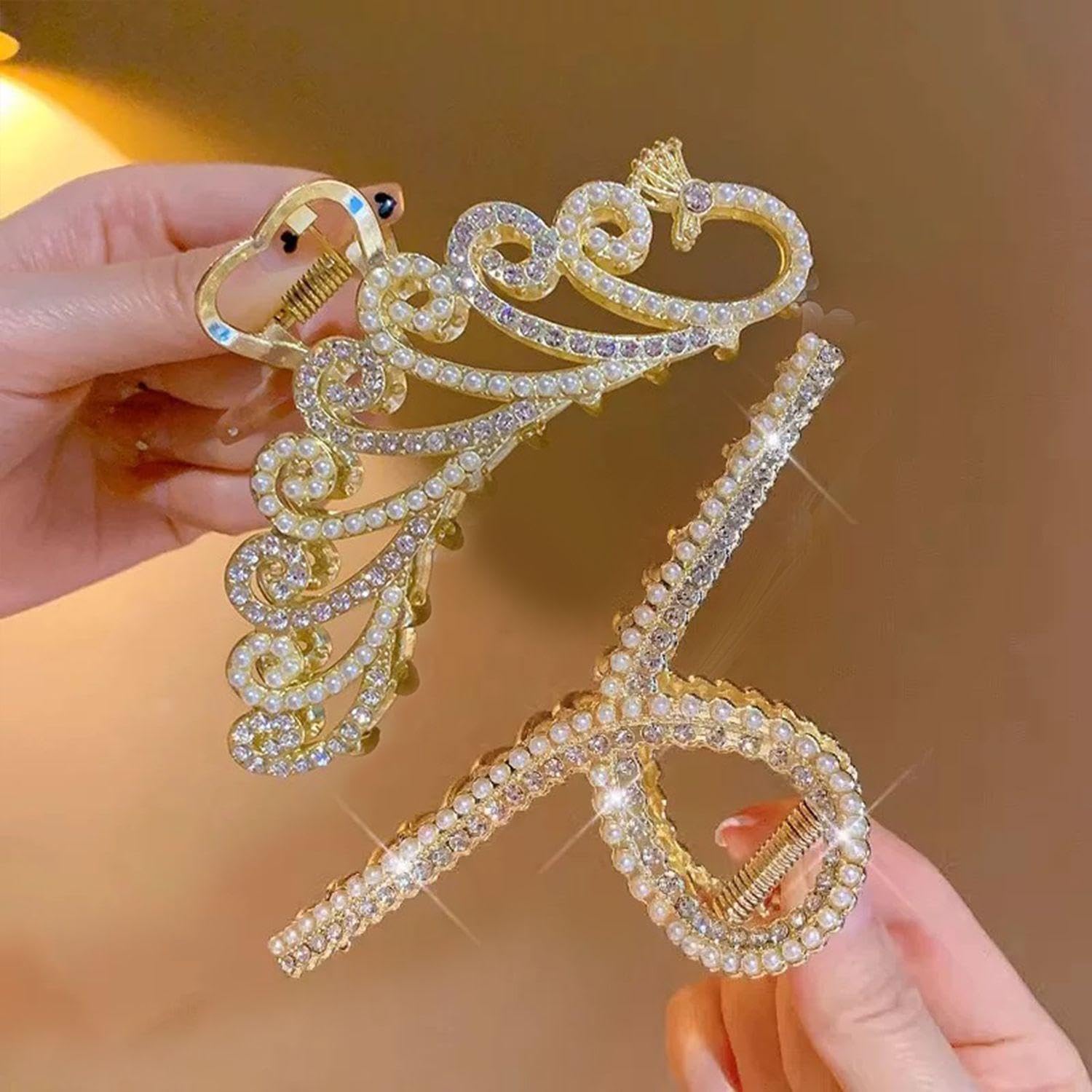 2 Pieces Of Diamond-Studded Pearl Grips, Exquisite Glitter Grips, Non-Slip Ladies Headwear, Styling Fixing Tools - Image 4