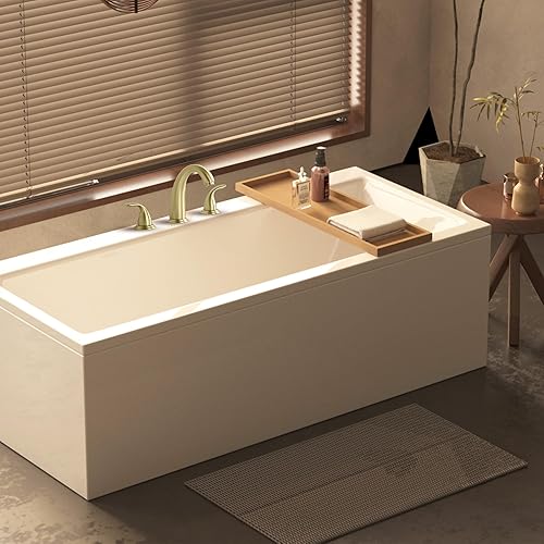 Miniatura 32 de Sumerain - Grifo de bañera romana de dos asas en níquel cepillado con válvula, alto flujo