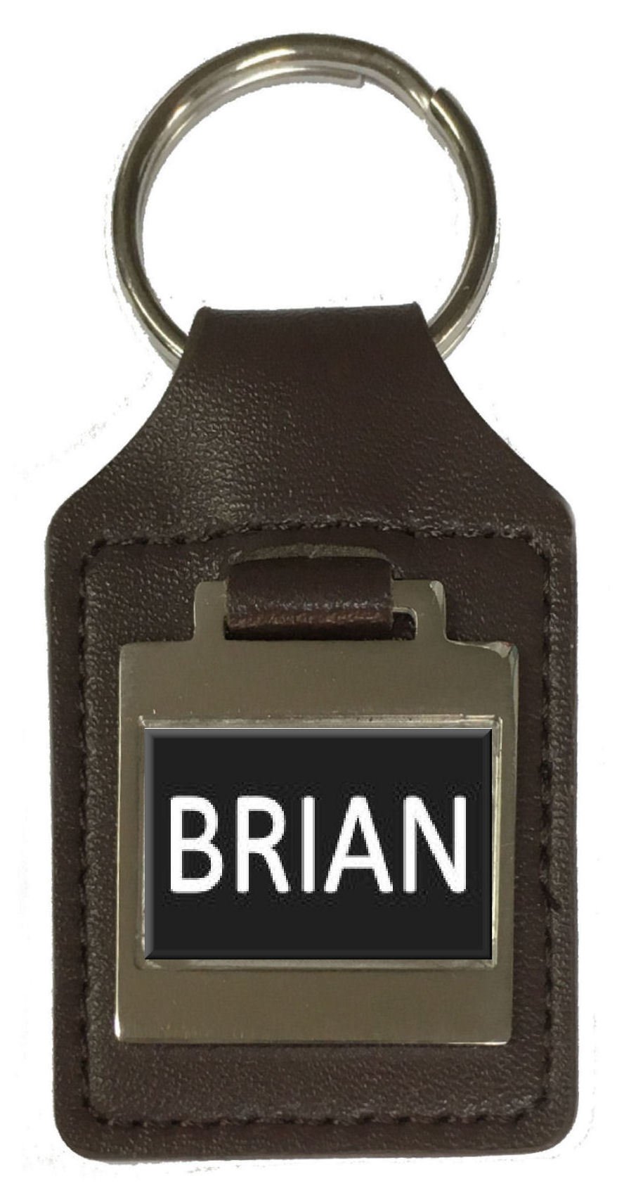 Llavero de piel con nombre de cumpleaños y grabado opcional Brian
