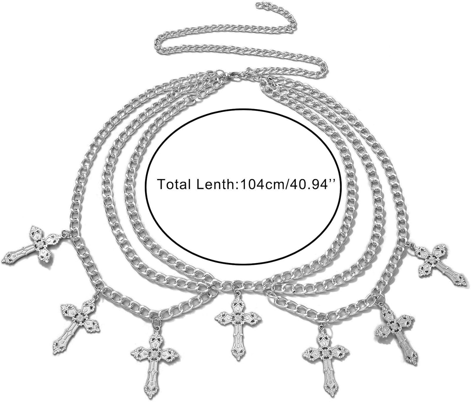 Ayliss Gothic Cross Waist Chain Belt Goth Punk Belt Pearl Beaded Belly Emo Y2k Grunge Accessories for Halloween Cosutme - Image 2