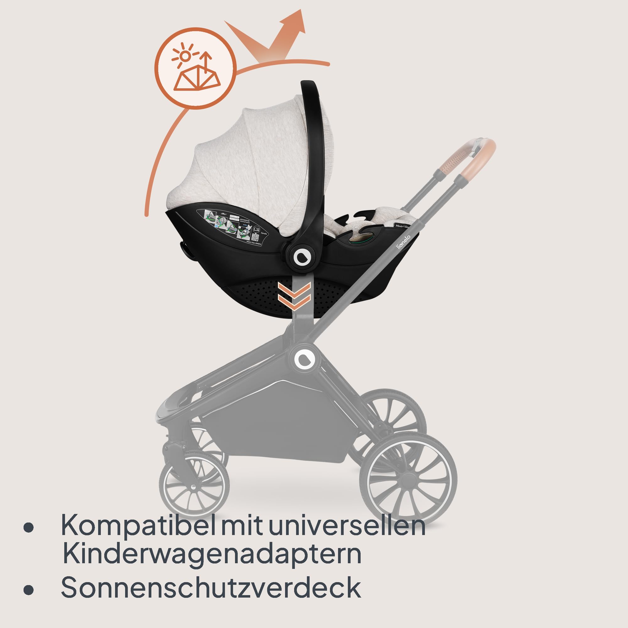 LIONELO MOXIE i-Size Kindersitz 40-87 cm, Babyschale Gruppe 0+ | rückwärtsgerichtet, Kopfstütze verstellbar, Seitenschutz, i-Size R129