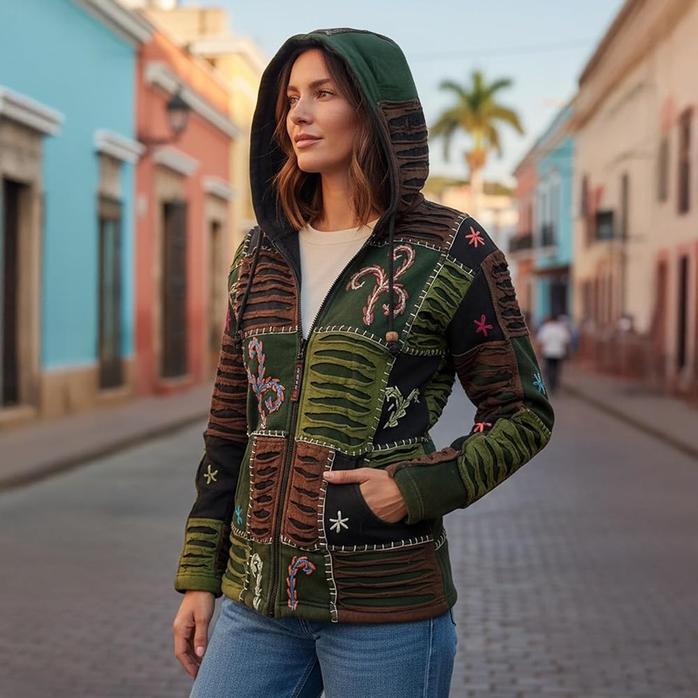 Agan Traders 2026 Patchwork Hoodie for Women – Bohemian Tie Dye