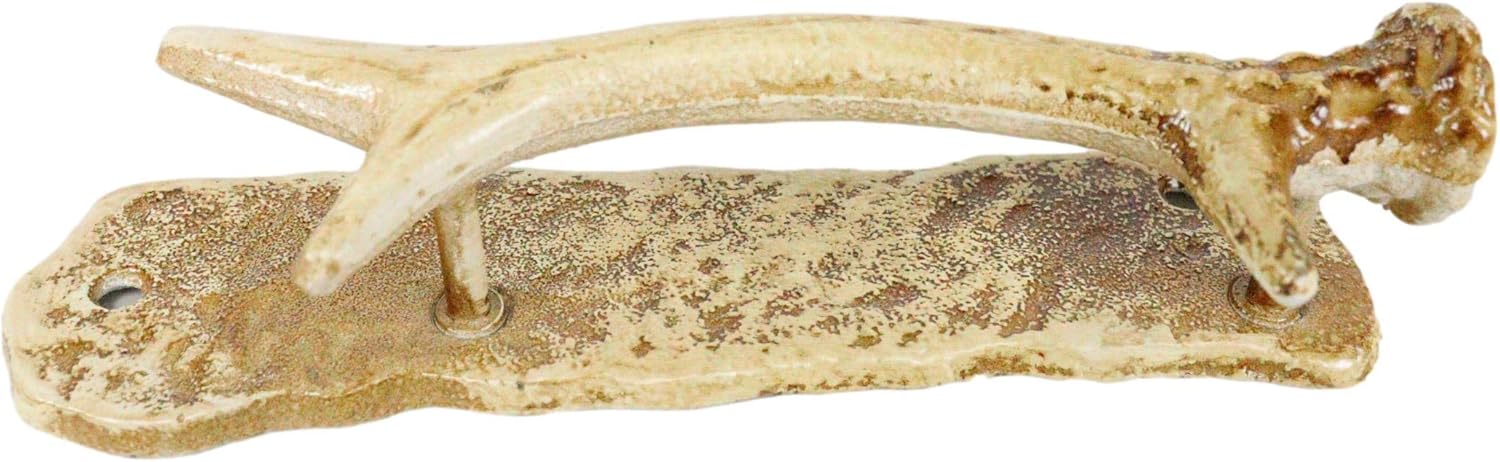 Ebros Set of 2 Western Rustic Deer Antlers Door Pull Handle Hardware Pack of 2 Speckled Brown Left and Right Sides Decorative Accent 8" High for Barn Doors Entrance Main Cabin Lodge Country Home