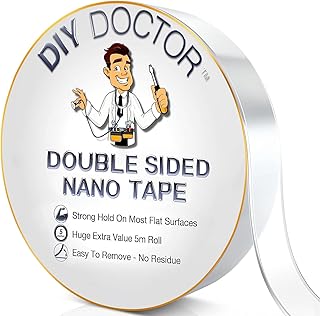DIY Doctor Multi-Functional Double Sided Nano Tape - Huge 5m x 30mm Roll - Strong Double Sided Tape Heavy Duty - Double Sided Sticky Tape Heavy Duty - Traceless Washable Removable Nano Gel Tape