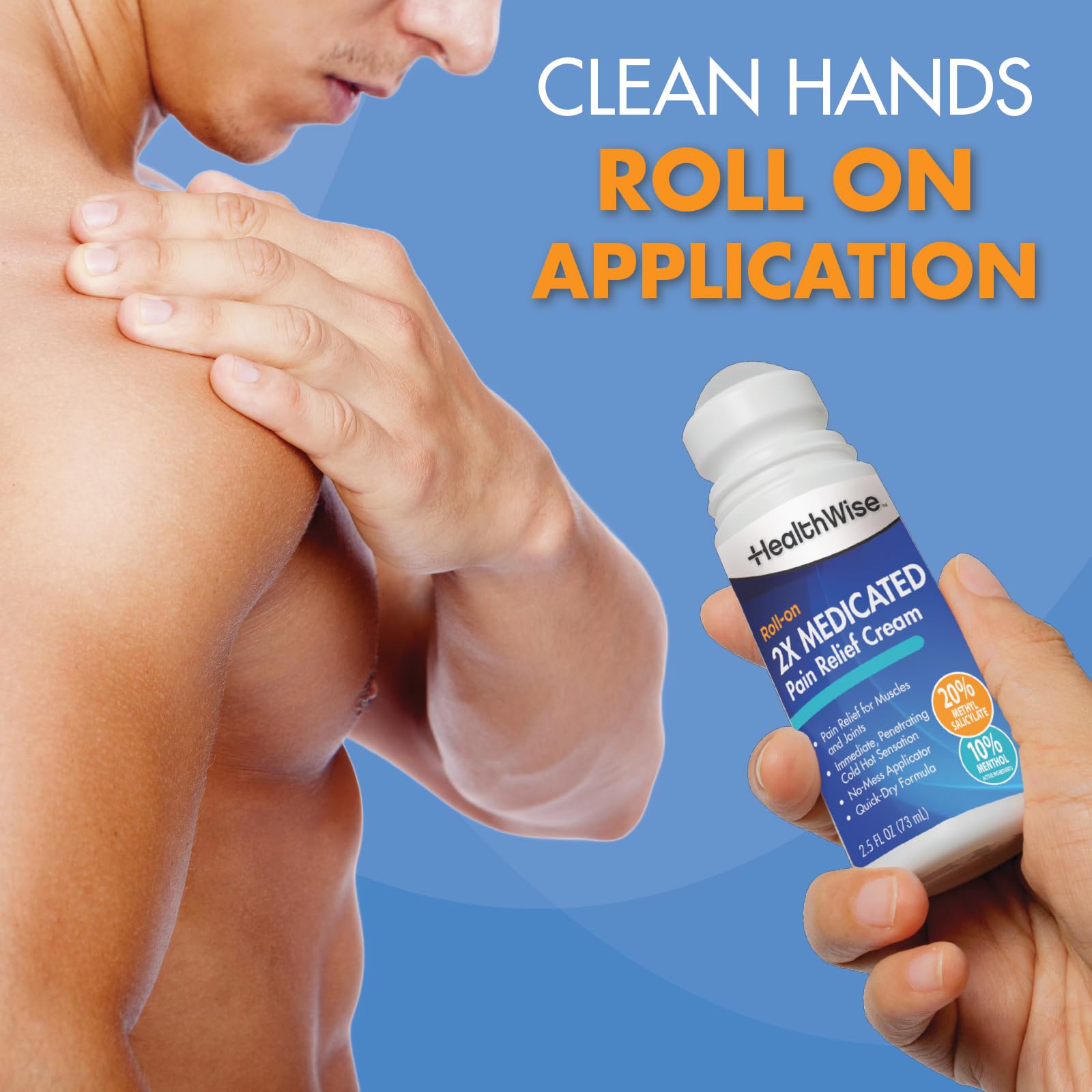 HealthWise 2X Medicated Pain Relief Roll-On, 3 oz — Amazon image 3