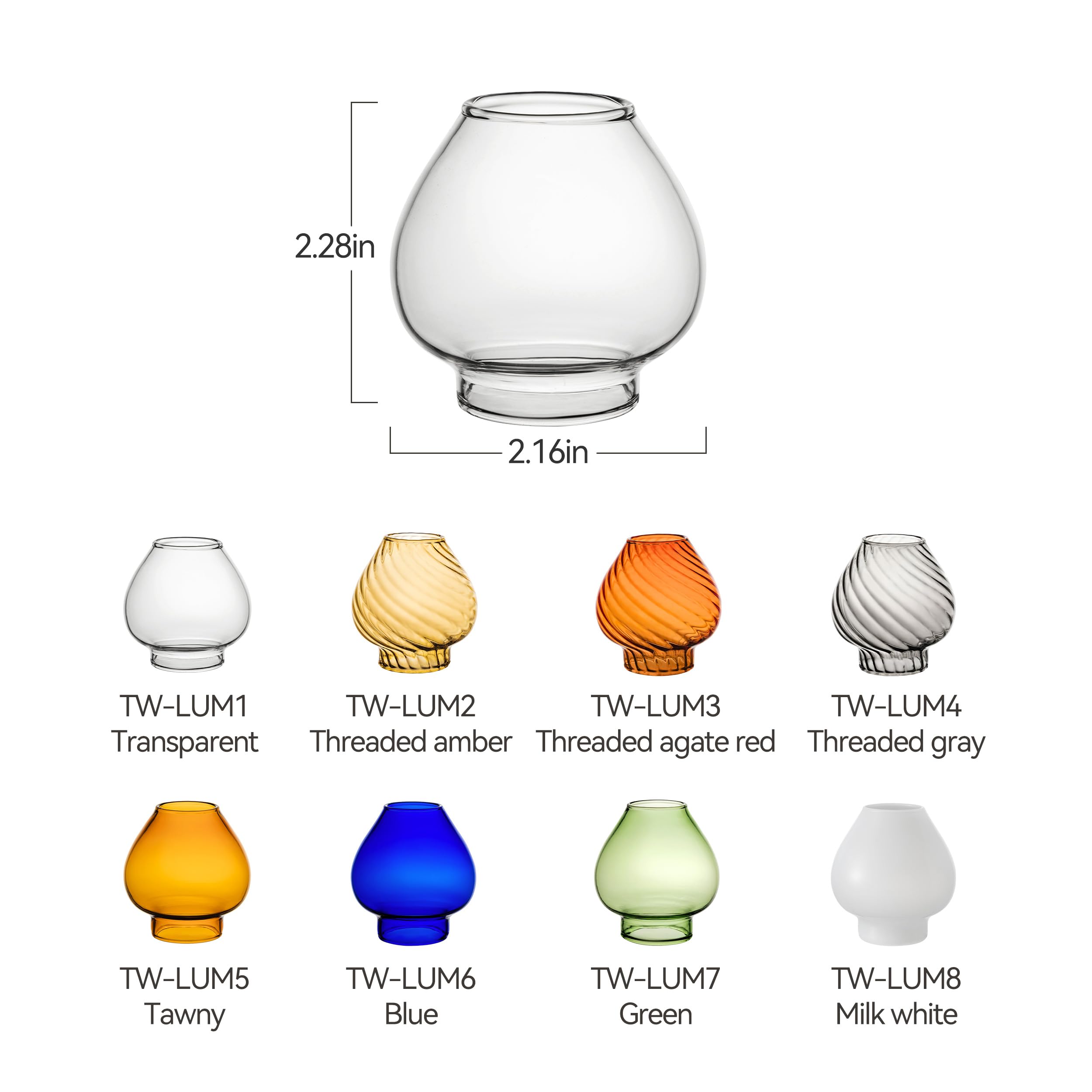 Thous Winds Glass Lampshade Replacement, for Luminara Oil Lamp Blue, φ2.15*2.26in - Image 3