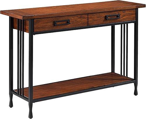 Miniatura 34 de Leick Home 214338 Empiria Mesa consola de madera con marco de metal para sala de estar, entrada, dormitorio, gris Negro lavado,Gris,Mission