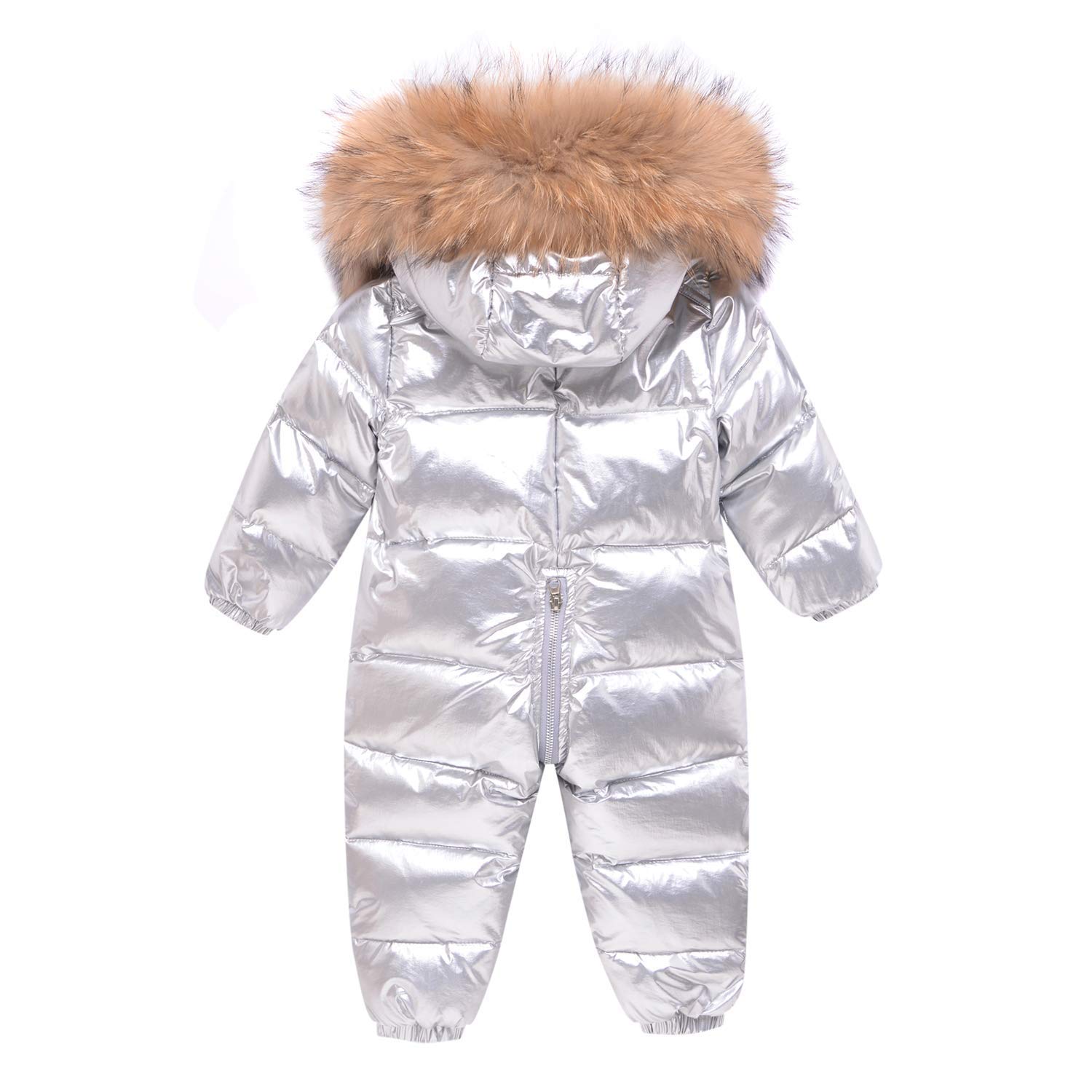 Bestgift Unisex dziecięcy puchowy kombinezon śnieżny zimowy z kapturem dla malucha ciepłe śpioszki