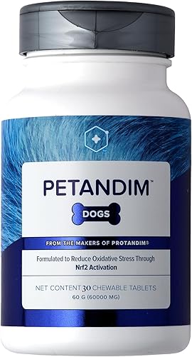 Petandim - Vitaminas para perros (30 tabletas masticables), antioxidantes que reducen el estrés oxidativo, suplemento para articulaciones para